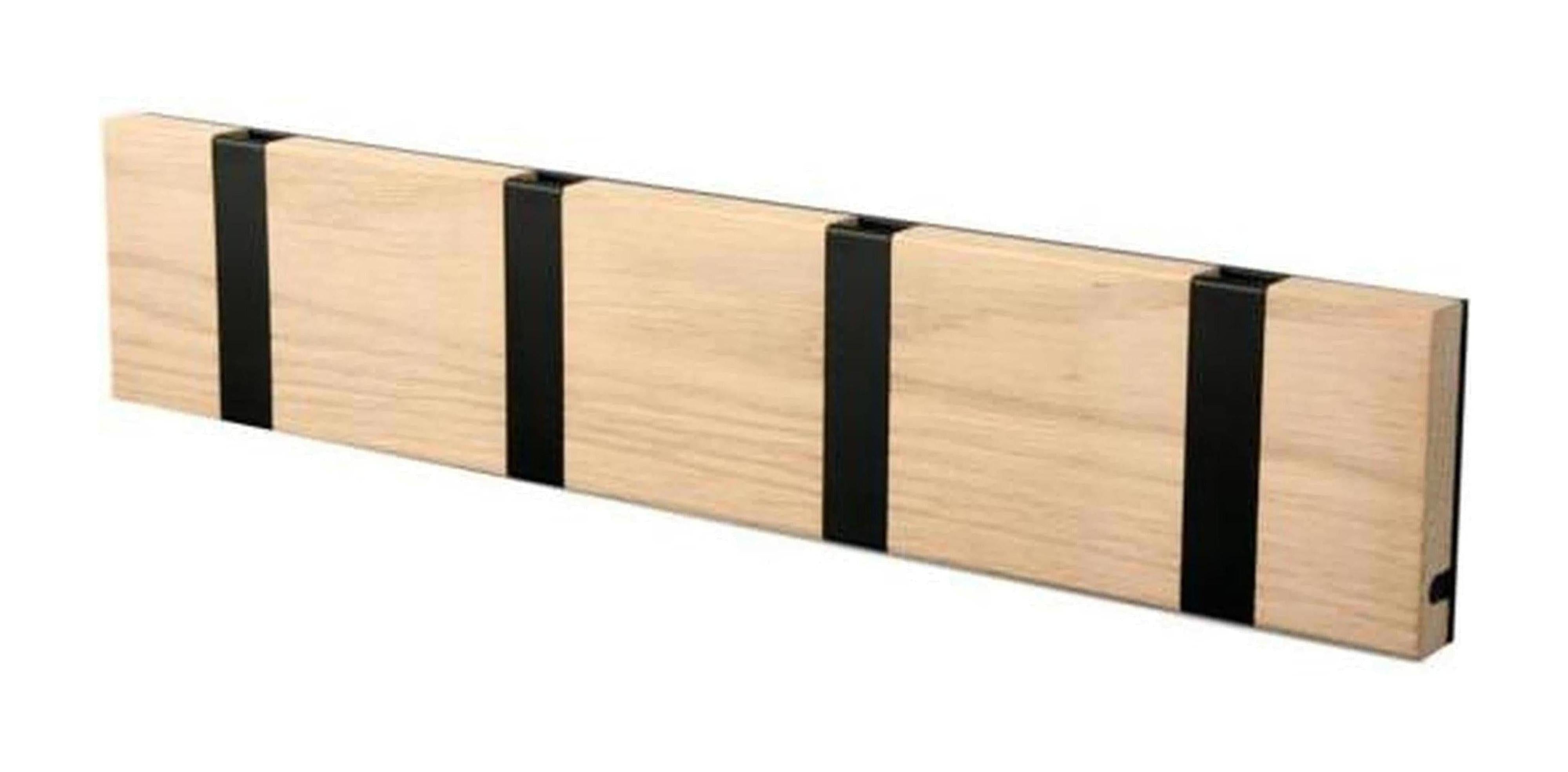 [product_category]-Loca Knax Horizontal Coat Rack 4 Hooks, Oak Untreated/Black-LOCA-5711394140627-10491U-LOC-1