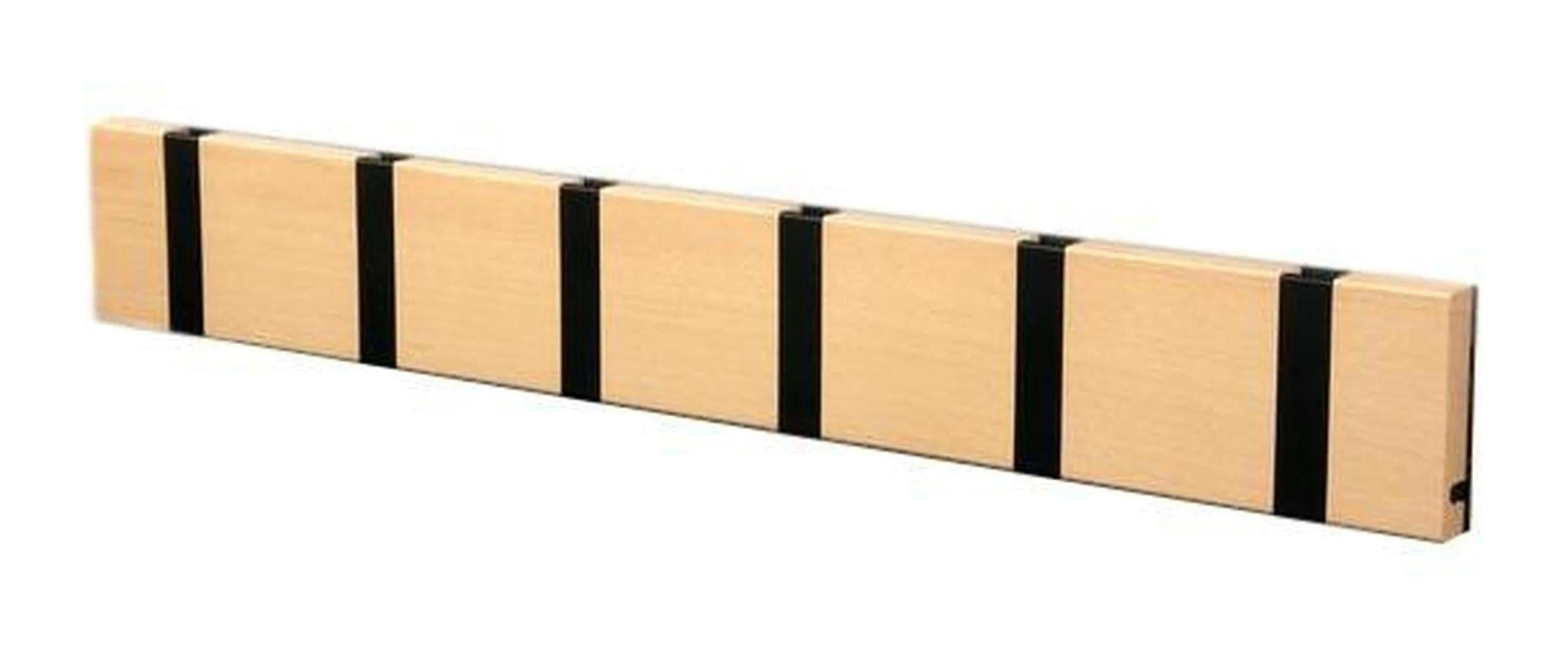 [product_category]-Loca Knax Horizontal Coat Rack 6 Hooks, Beech Oiled/Black-LOCA-5711394160021-10611O-LOC-1