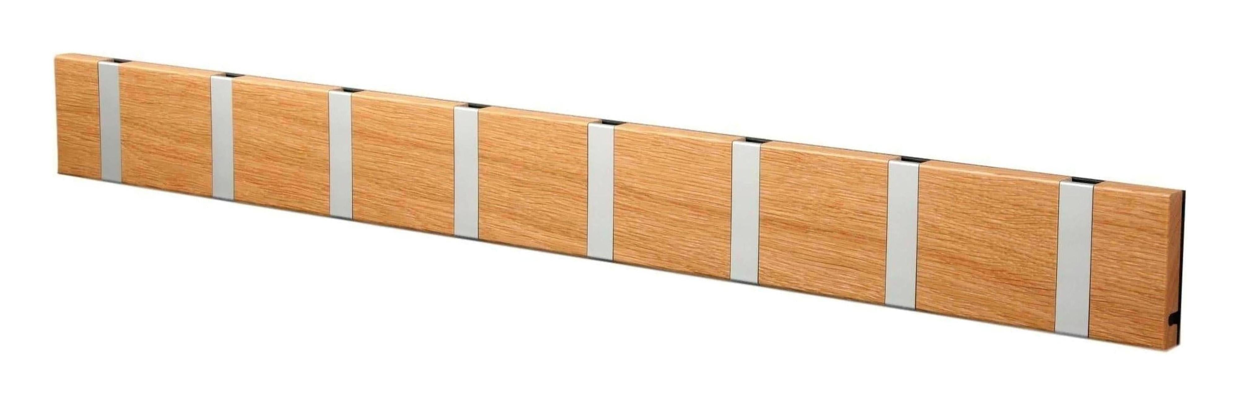 [product_category]-Loca Knax Horizontal Coat Rack 8 Hooks, Oak Lacquered/Grey-LOCA-5711394180647-10892L-LOC-1