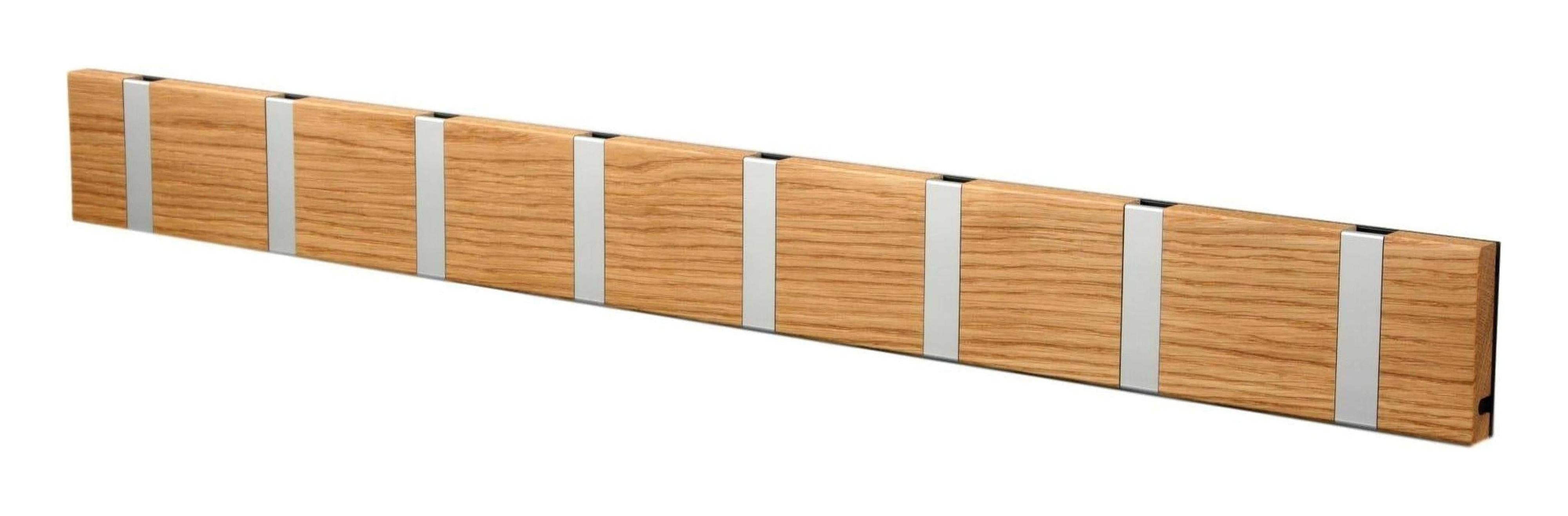 [product_category]-Loca Knax Horizontal Coat Rack 8 Hooks, Oak Oiled/Grey-LOCA-5711394180654-10892O-LOC-1