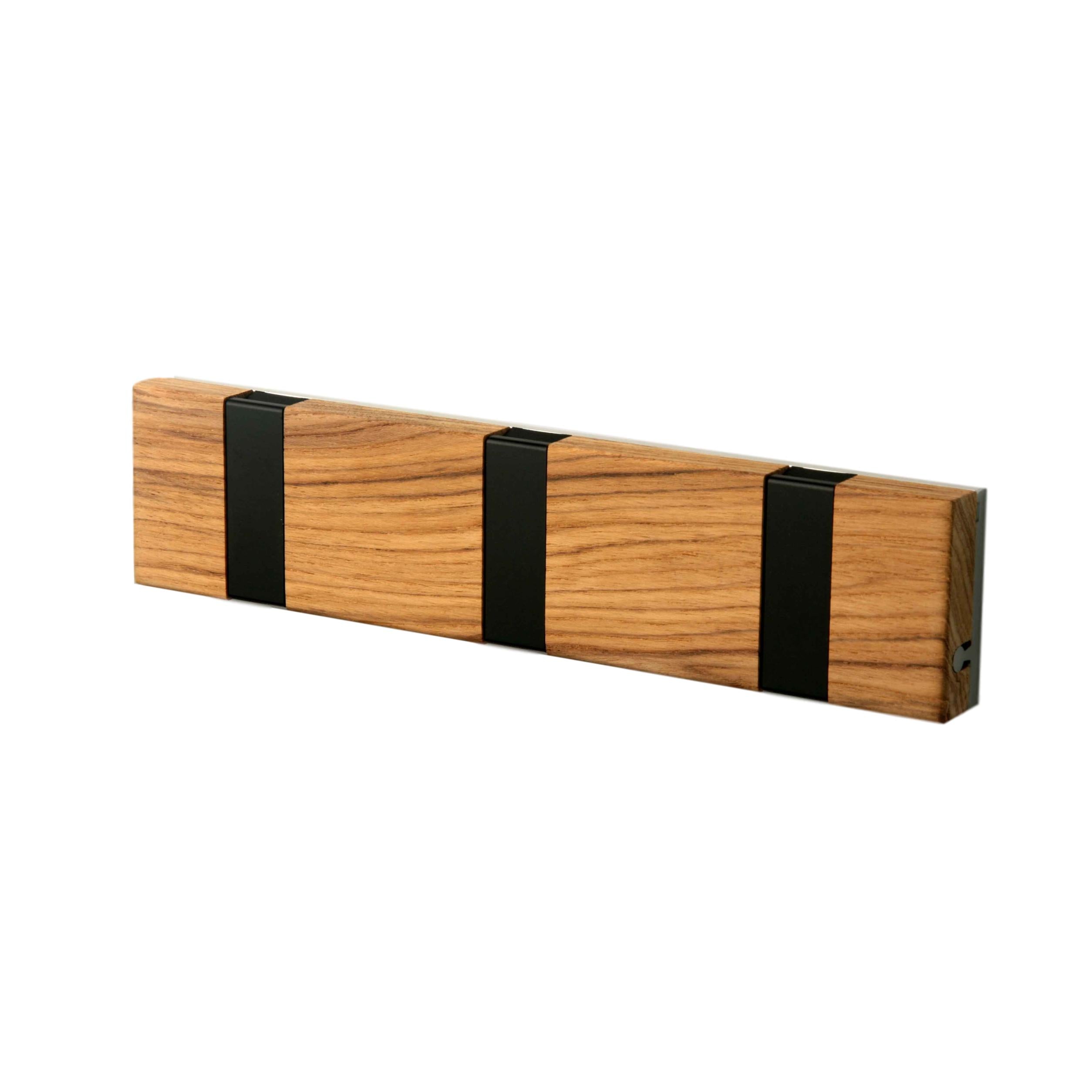 [product_category]-Loca Knax Lite Horizontal Coat Rack 3 Hooks, Teak Untreated/Black-LOCA-5711394953432-903131-LOC-2