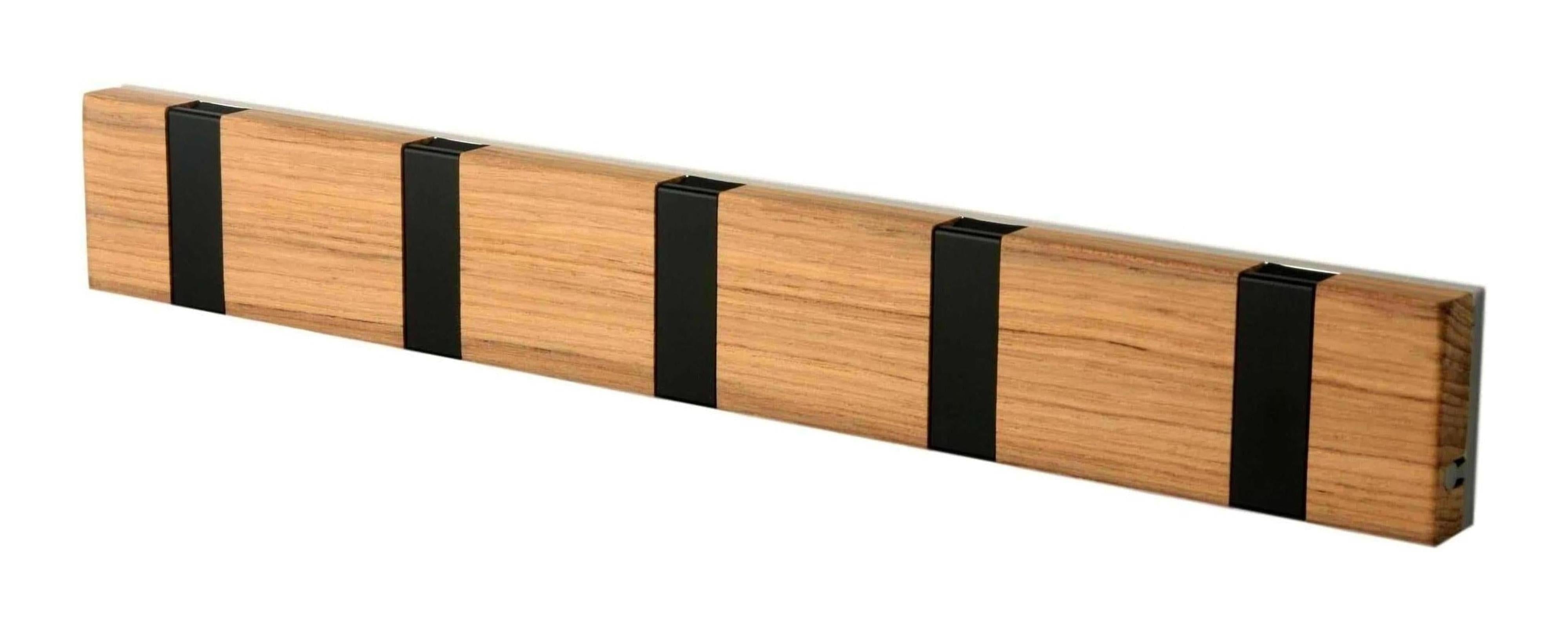 [product_category]-Loca Knax Lite Horizontal Coat Rack 5 Hooks, Teak Untreated/Black-LOCA-5711394953418-905131-LOC-1
