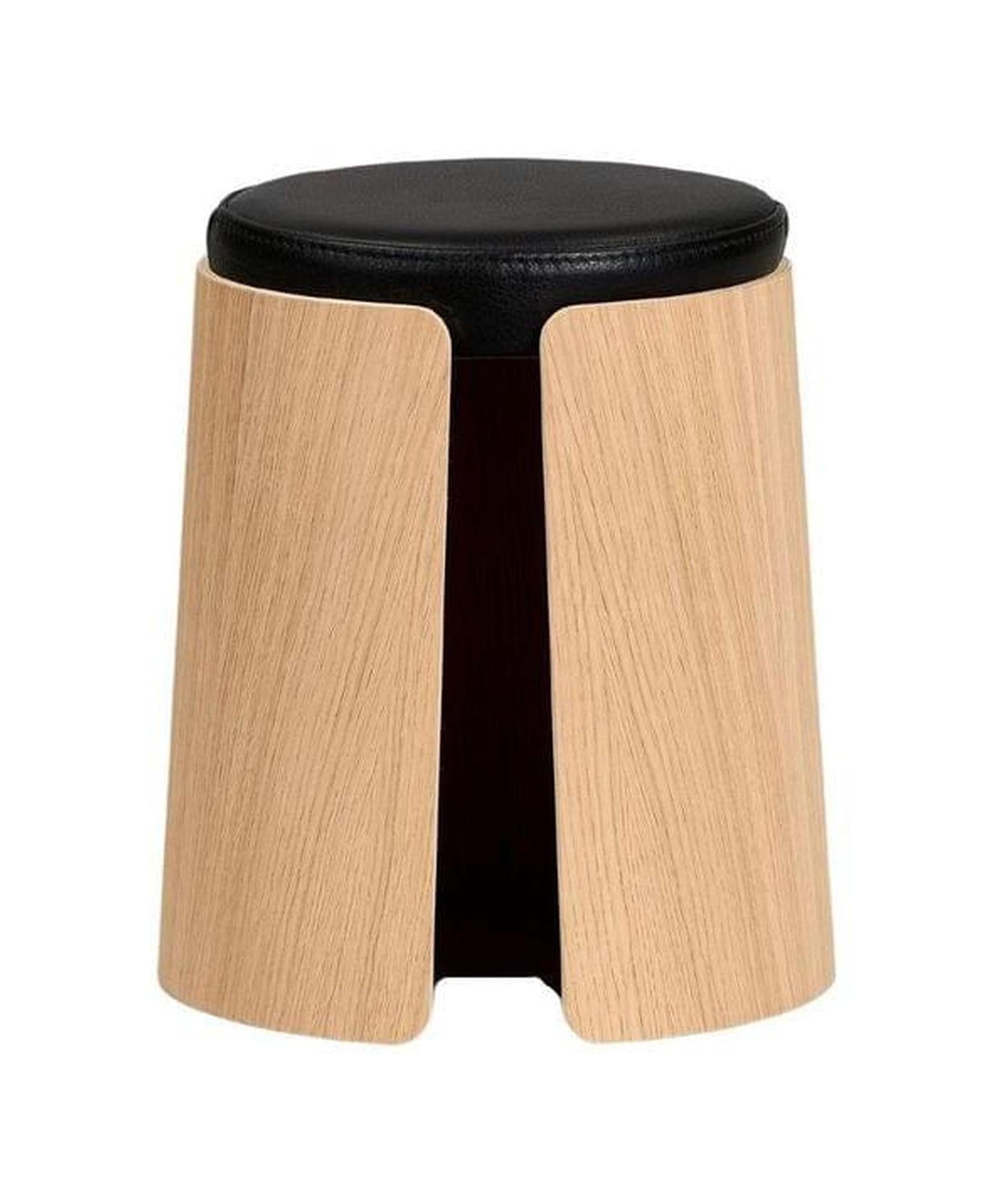 [product_category]-Loca Knax Stool Oak Soaped/Black Leather Cushion, Small-LOCA-5711394954415-140298-LOC-1
