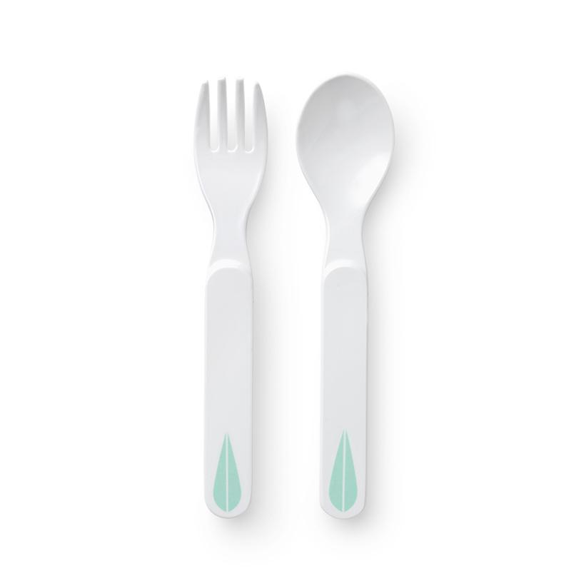 [product_category]-Lucie Kaas Arne Clausen Lotus Kids Spoon And Fork, Mint Green-Lucie Kaas-5711542011649-ACK01MG-LUC-1