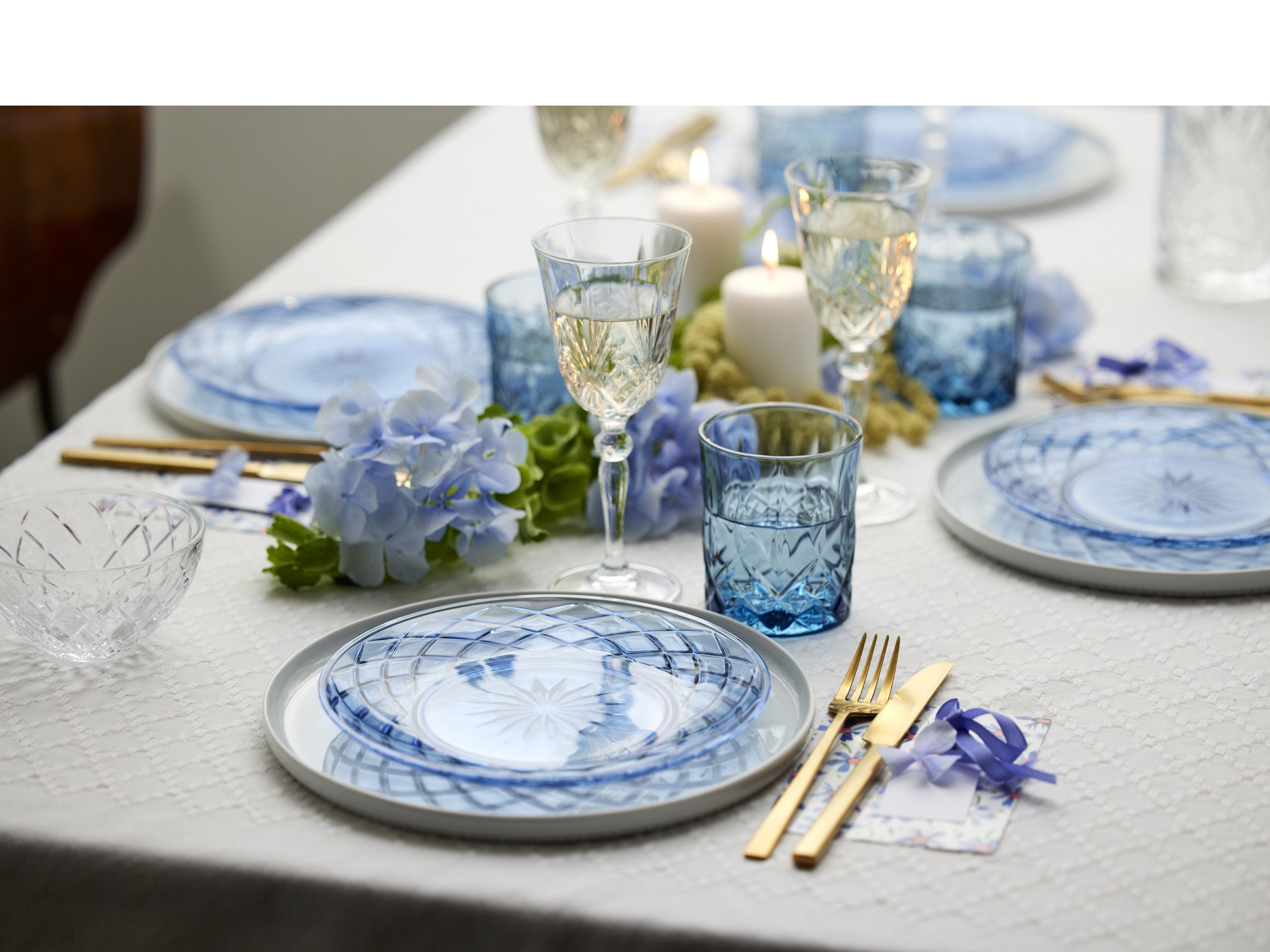 [product_category]-Lyngby Glas Sorrento Glass Plate Dia 21 Cm 4 Pcs., Blue-Lyngby Glas-5722000320081-32008-LYN-3