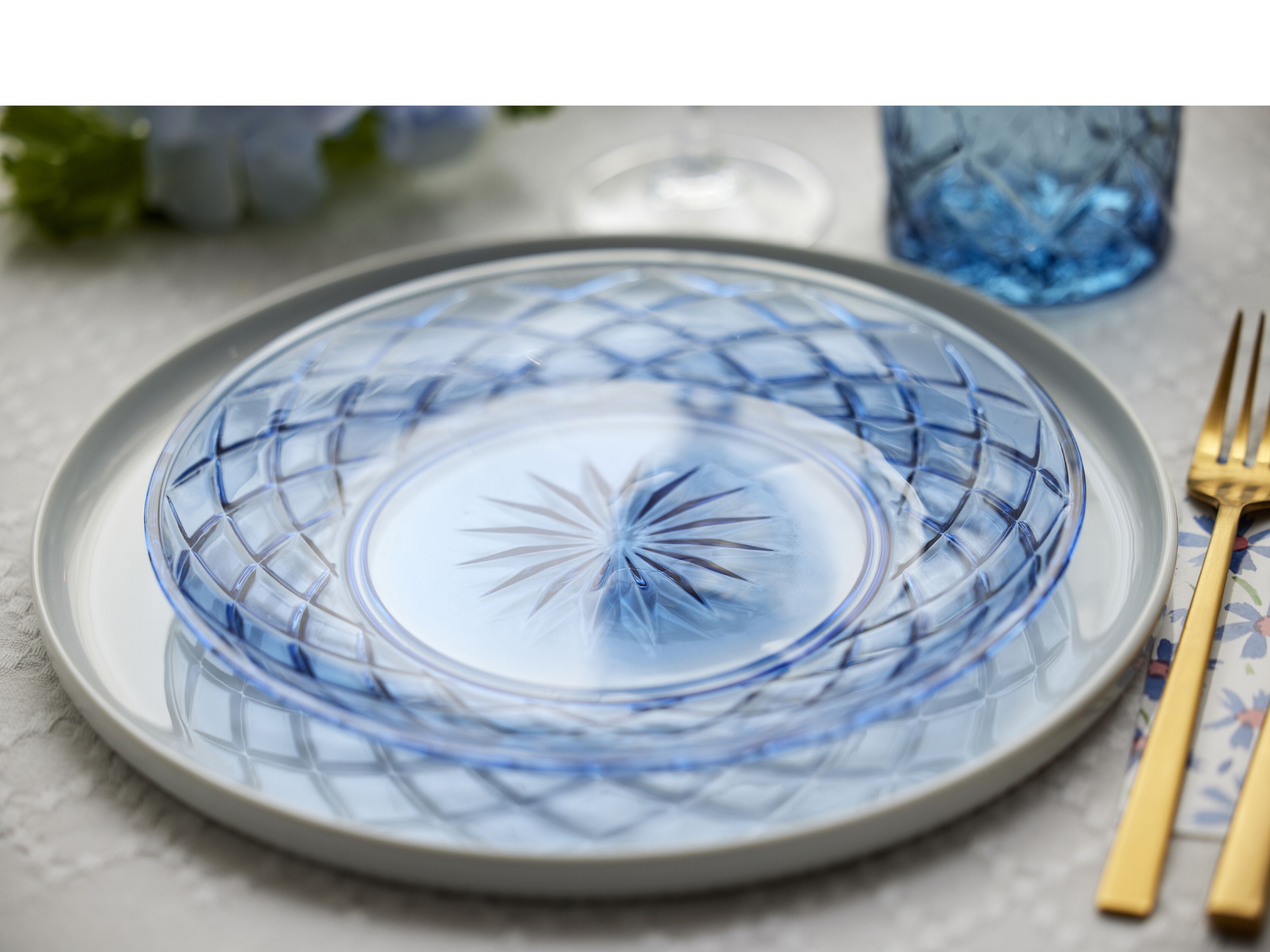 [product_category]-Lyngby Glas Sorrento Glass Plate Dia 21 Cm 4 Pcs., Blue-Lyngby Glas-5722000320081-32008-LYN-4