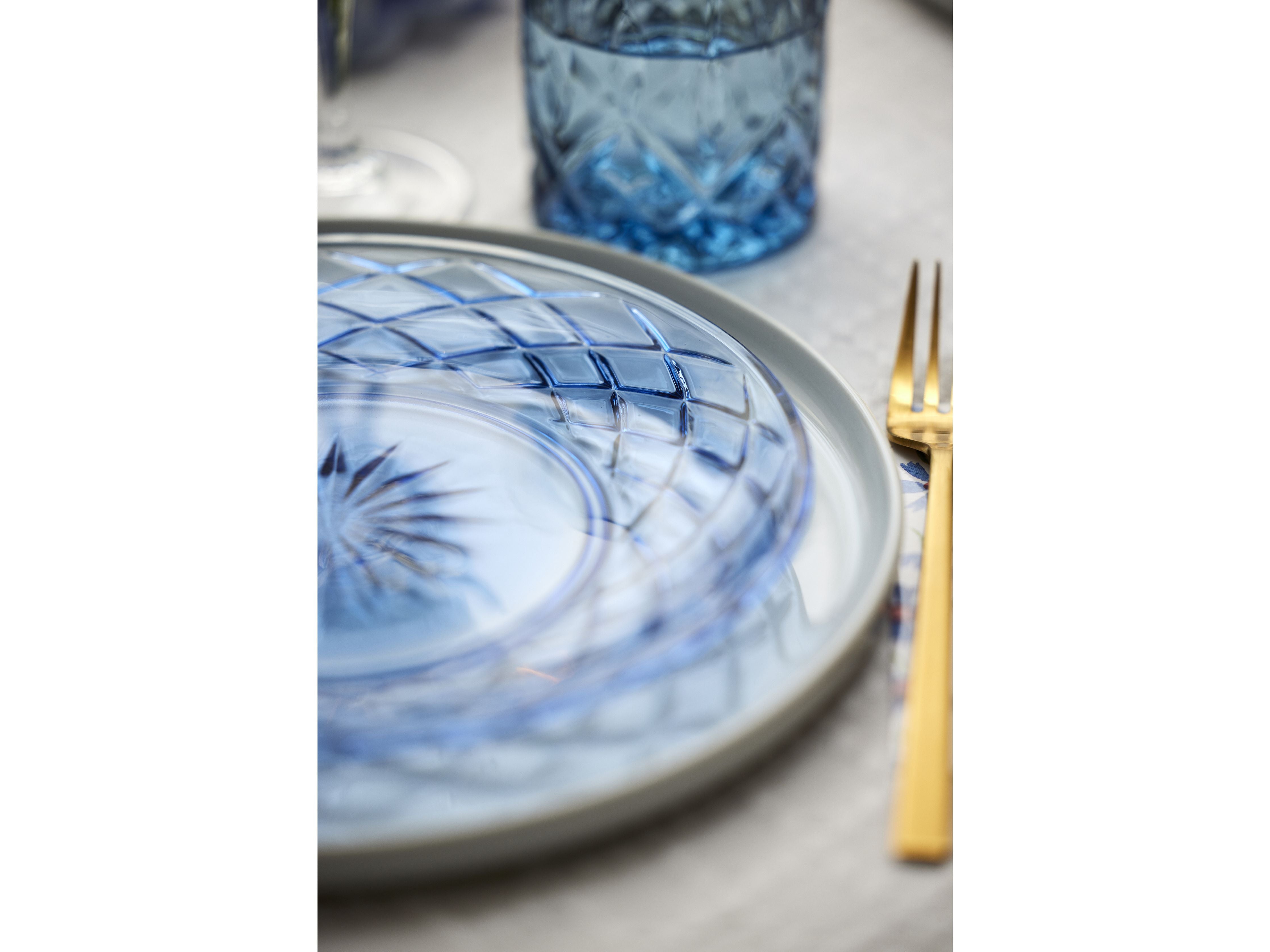 [product_category]-Lyngby Glas Sorrento Glass Plate Dia 21 Cm 4 Pcs., Blue-Lyngby Glas-5722000320081-32008-LYN-5