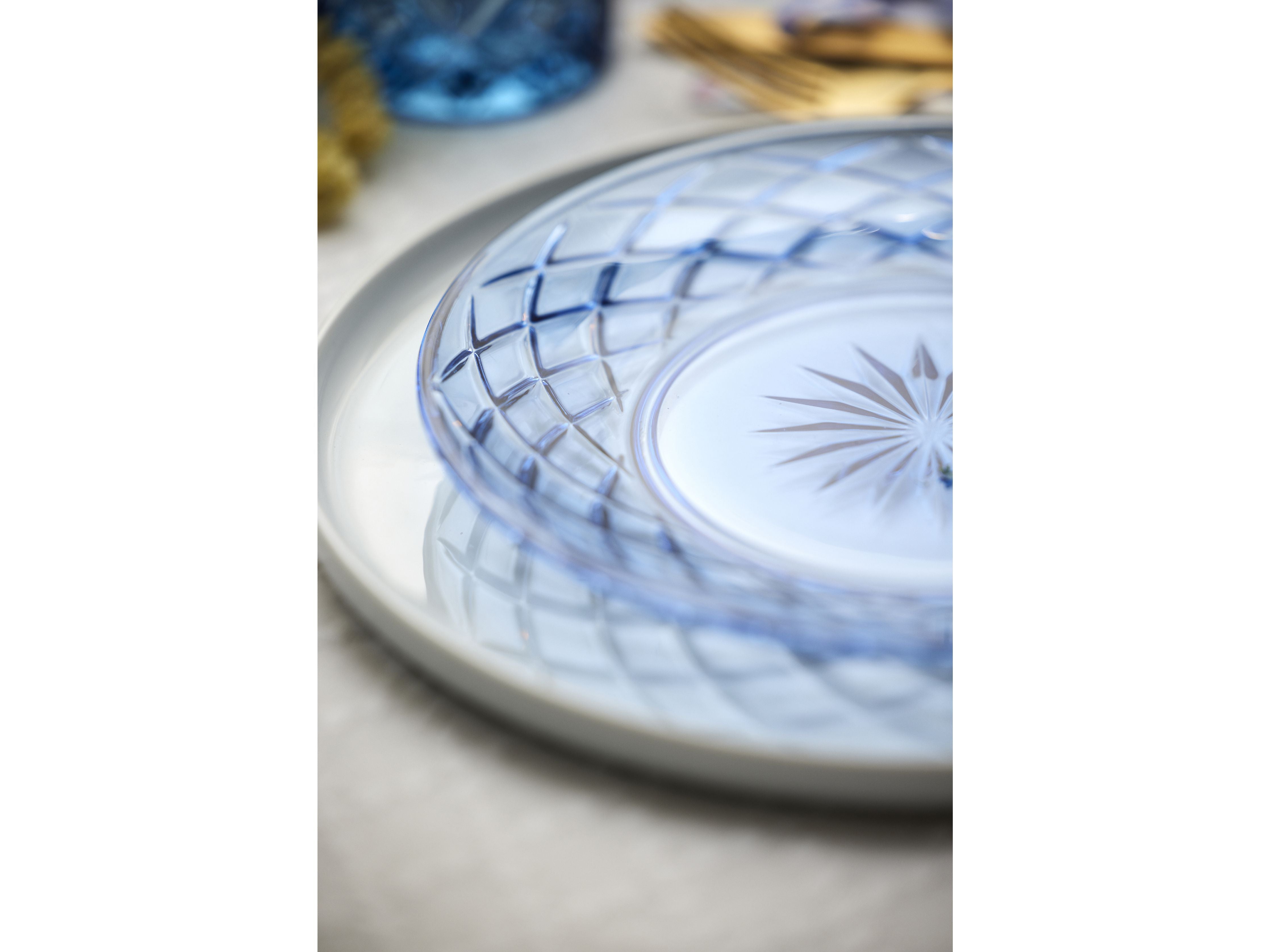 [product_category]-Lyngby Glas Sorrento Glass Plate Dia 21 Cm 4 Pcs., Blue-Lyngby Glas-5722000320081-32008-LYN-6