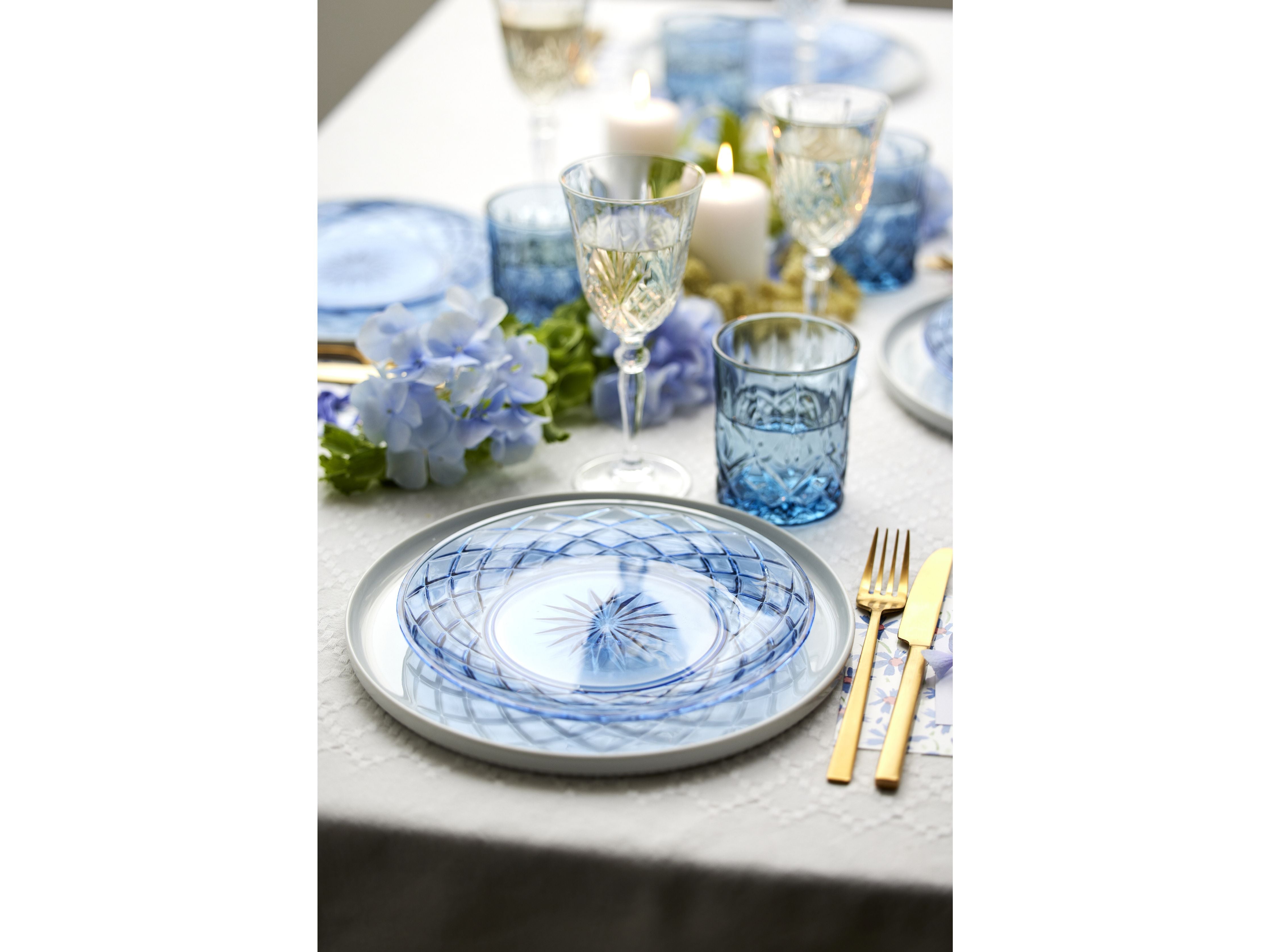 [product_category]-Lyngby Glas Sorrento Glass Plate Dia 21 Cm 4 Pcs., Blue-Lyngby Glas-5722000320081-32008-LYN-8