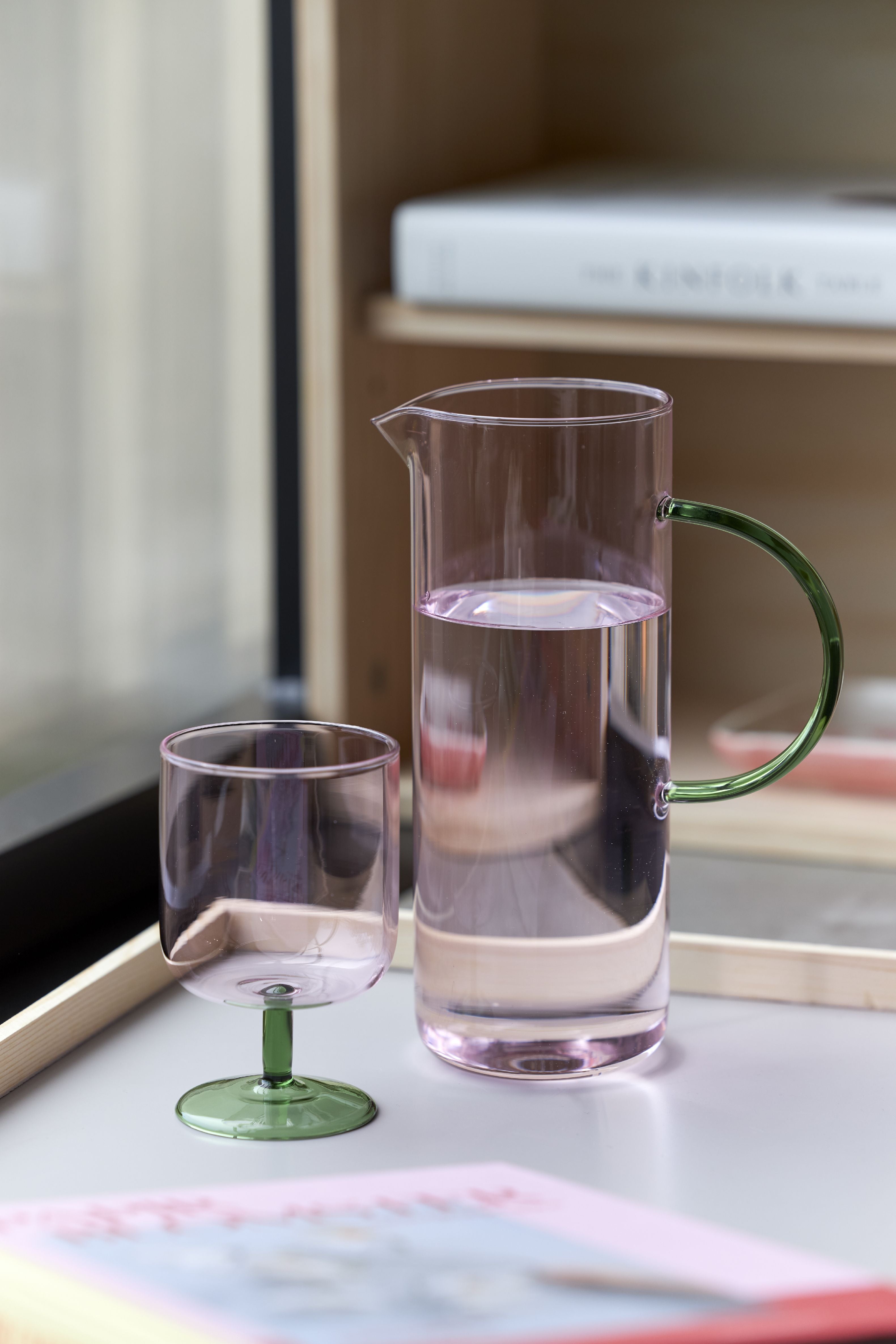 [product_category]-Lyngby Glas Torino Glass Jug 1,1 L, Pink/Green-Lyngby Glas-5722000301943-30194-LYN-5