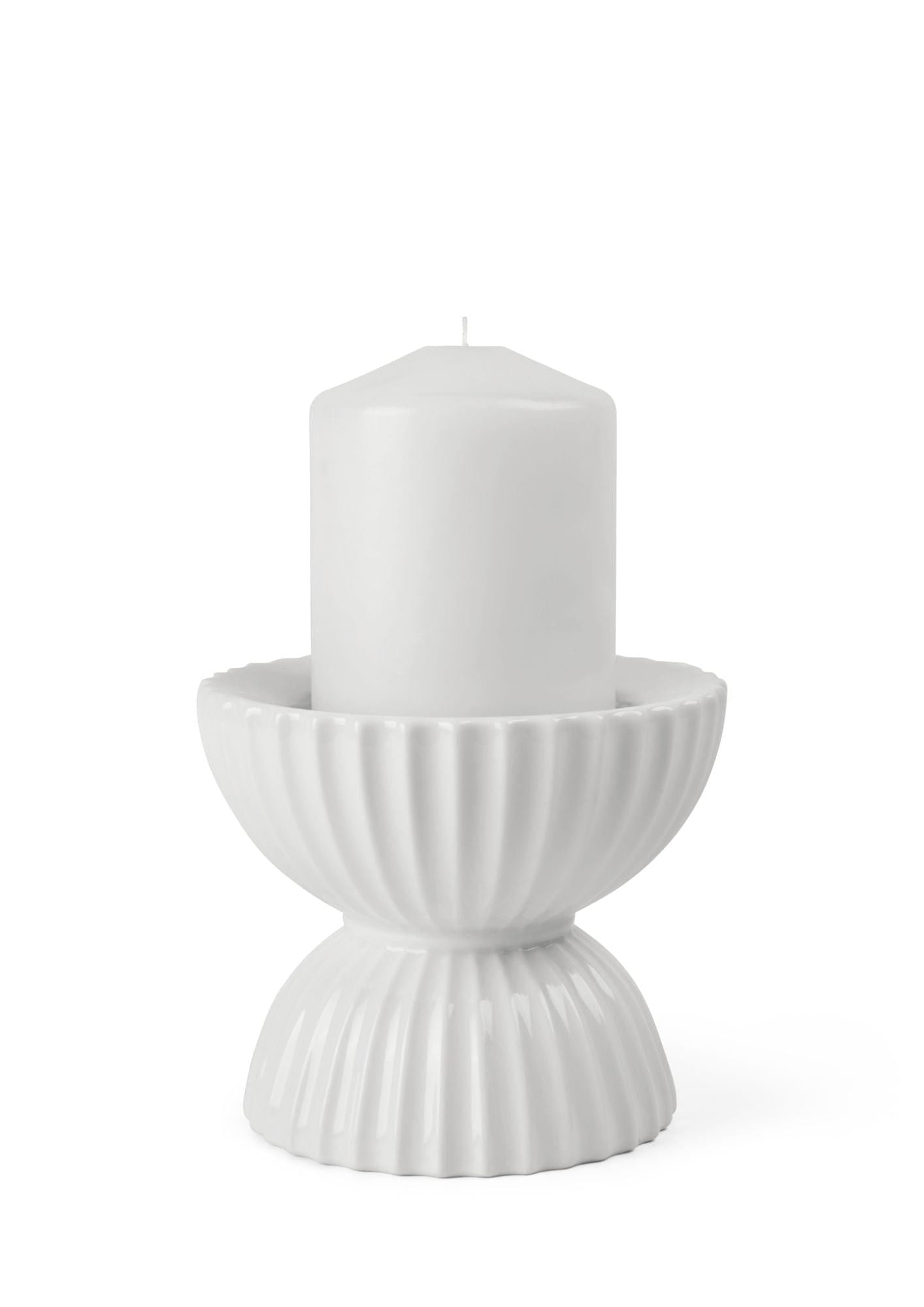 [product_category]-Lyngby Porcelæn Lyngby Tura Block Candle Holder ø11,5 Cm, White-Lyngby Porcelæn-5711507014661-201466-LYN-2