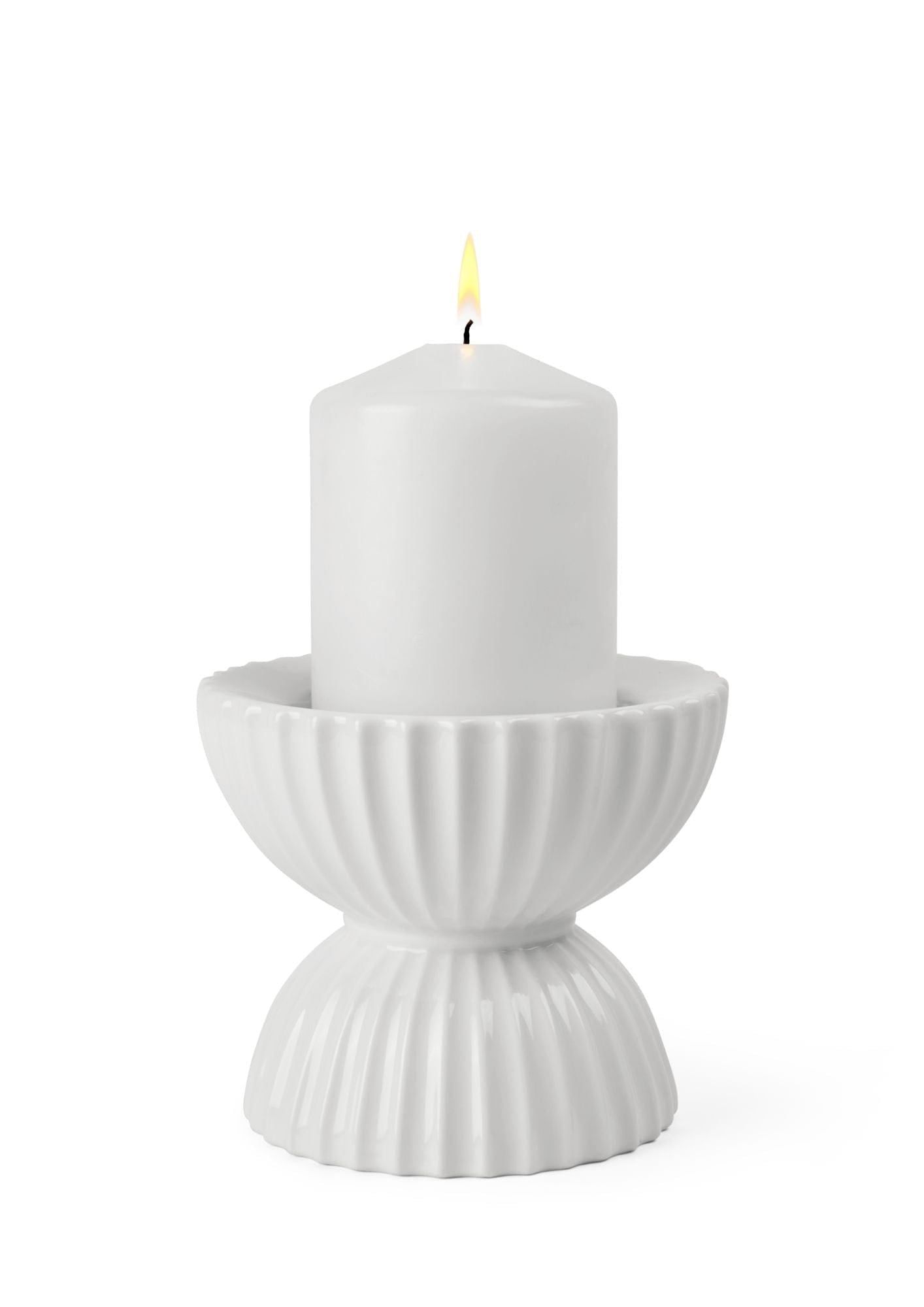 [product_category]-Lyngby Porcelæn Lyngby Tura Block Candle Holder ø11,5 Cm, White-Lyngby Porcelæn-5711507014661-201466-LYN-3