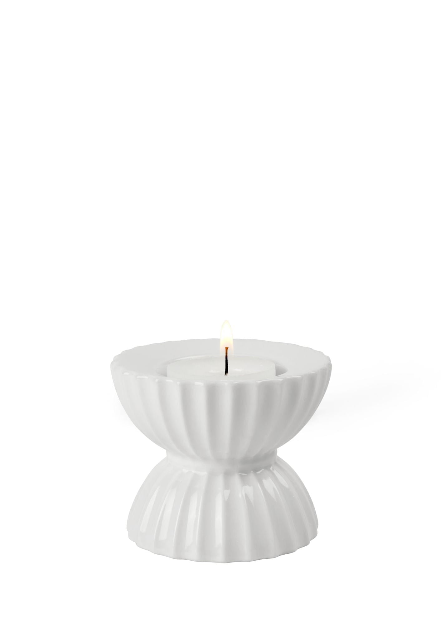 [product_category]-Lyngby Porcelæn Lyngby Tura Tealight Holder ø8 Cm, White-Lyngby Porcelæn-5711507014647-201464-LYN-3