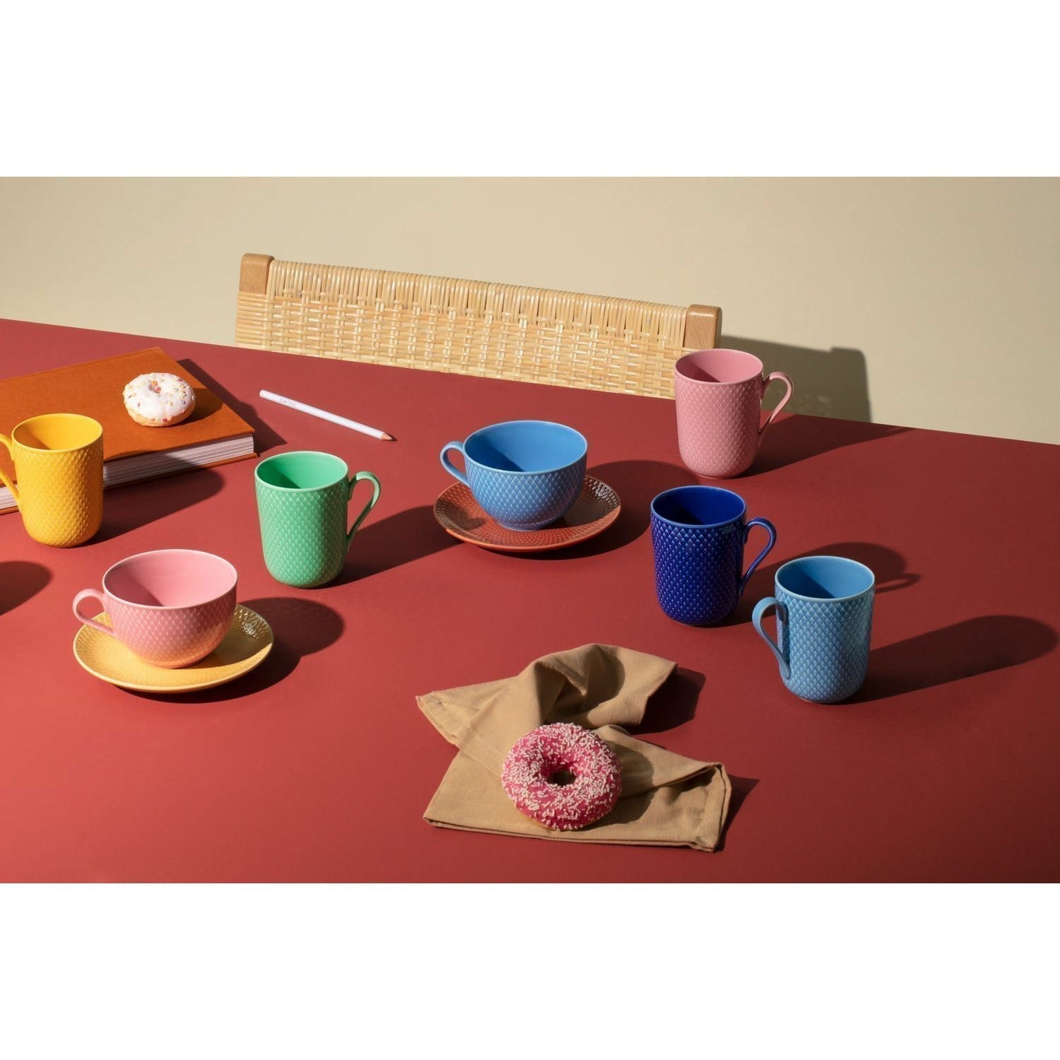 [product_category]-Lyngby Porcelæn Rhombe Color Tea Cup With Saucer, Blue/Terracotta-Lyngby Porcelæn-5711507013411-201341-LYN-3