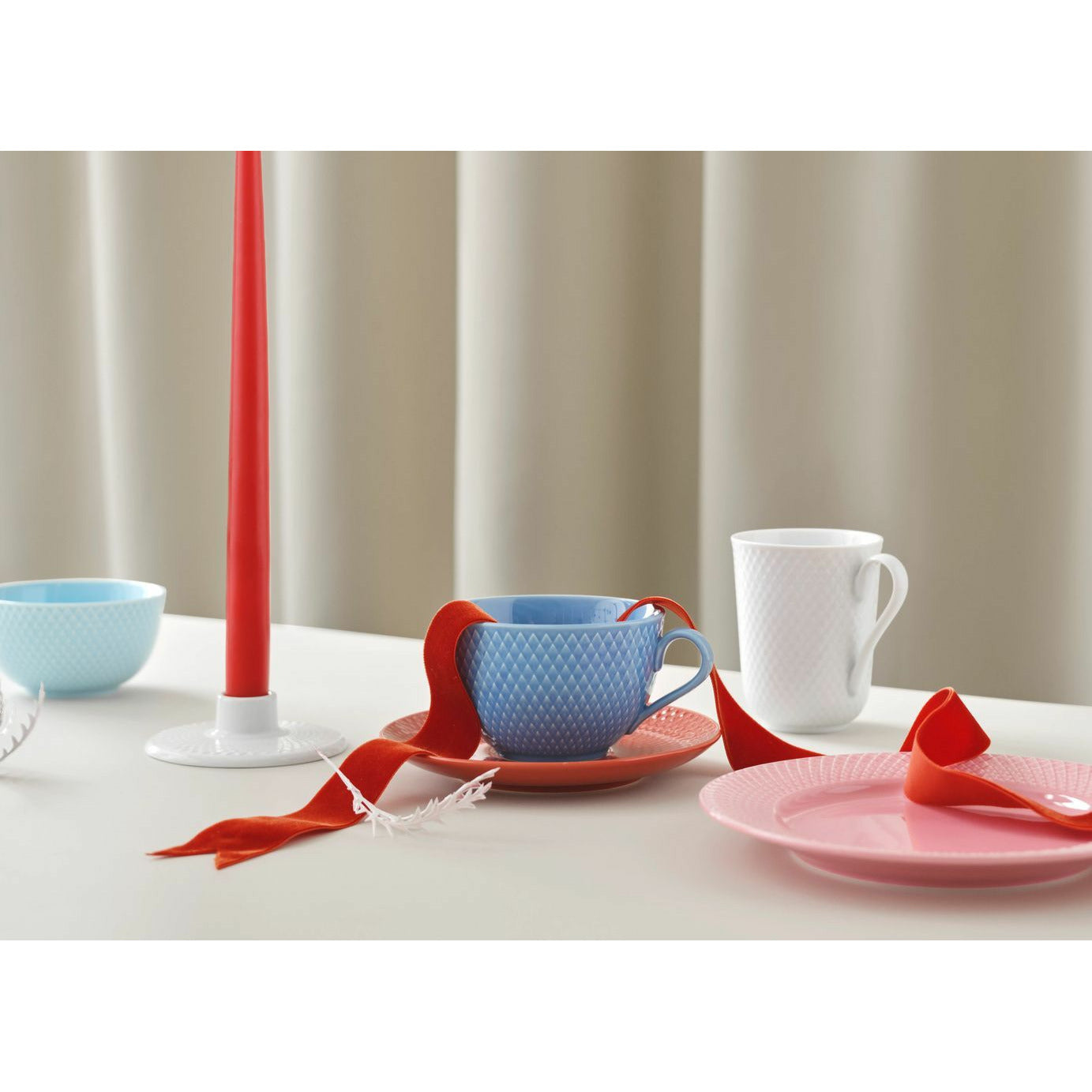 [product_category]-Lyngby Porcelæn Rhombe Color Tea Cup With Saucer, Blue/Terracotta-Lyngby Porcelæn-5711507013411-201341-LYN-6