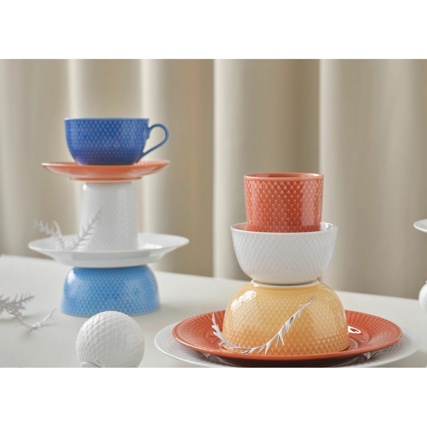 [product_category]-Lyngby Porcelæn Rhombe Color Tea Cup With Saucer, Blue/Terracotta-Lyngby Porcelæn-5711507013411-201341-LYN-7