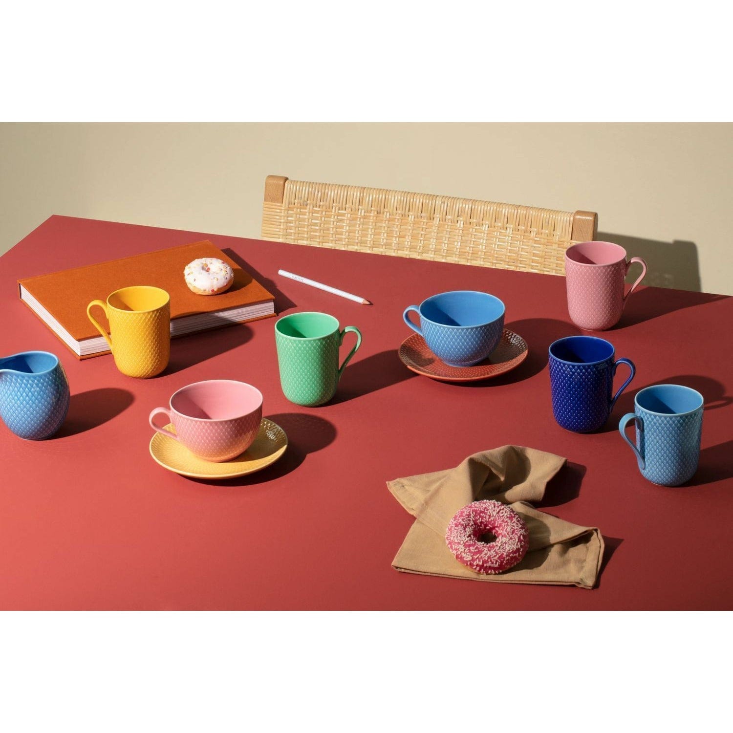 [product_category]-Lyngby Porcelæn Rhombe Color Tea Cup With Saucer, Pink/Beige-Lyngby Porcelæn-5711507013404-201340-LYN-3