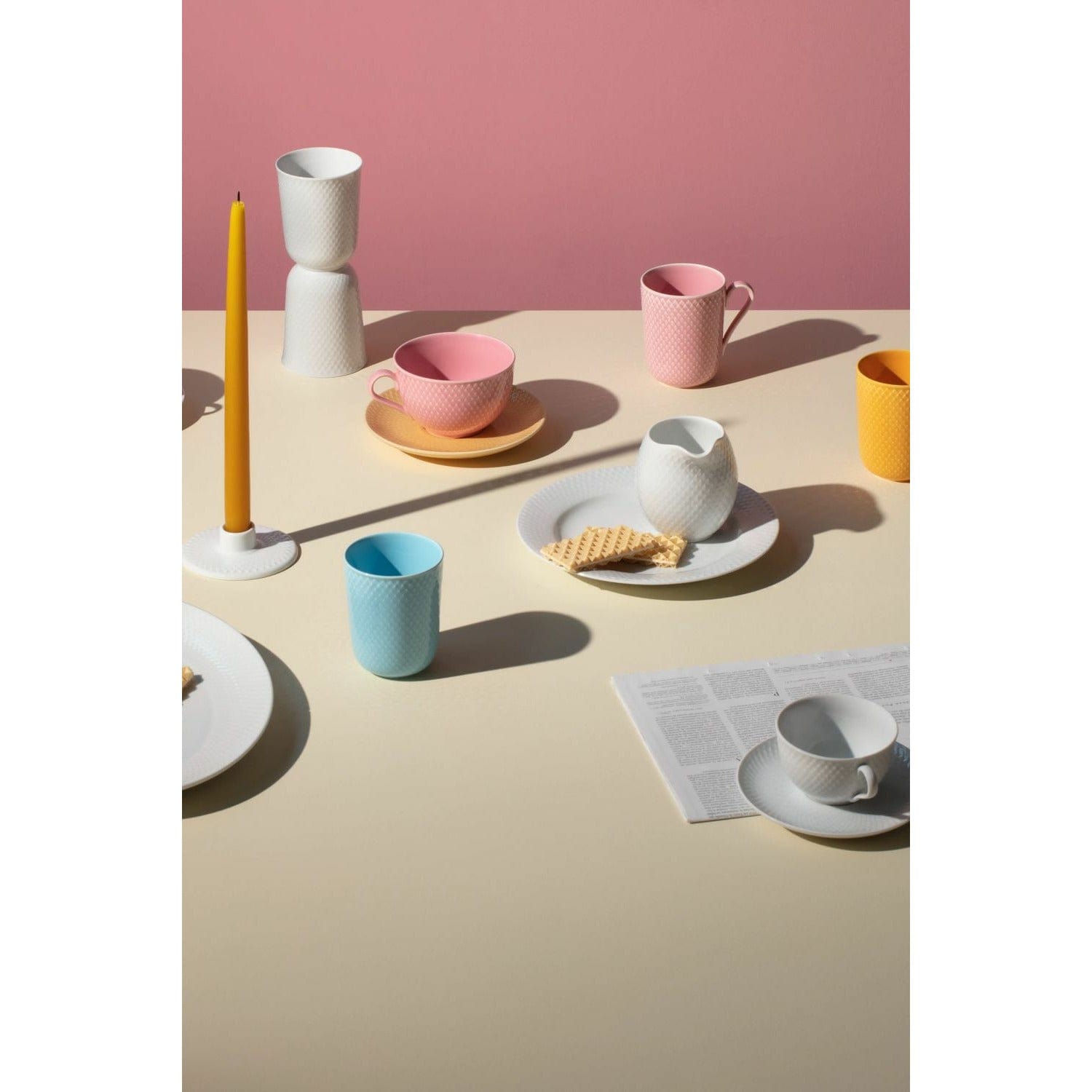 [product_category]-Lyngby Porcelæn Rhombe Color Tea Cup With Saucer, Pink/Beige-Lyngby Porcelæn-5711507013404-201340-LYN-4