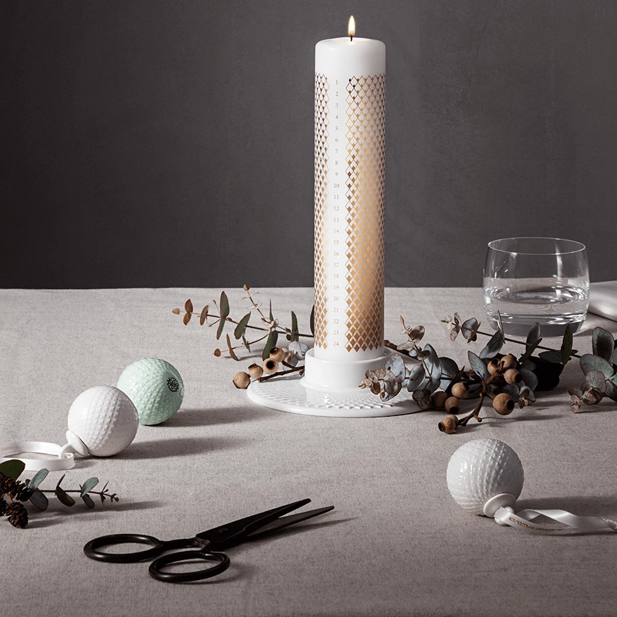 [product_category]-Lyngby Rhombe Block Candlestick ø14,5cm, White-Lyngby Porcelæn-5711507017310-201731-LYN-2