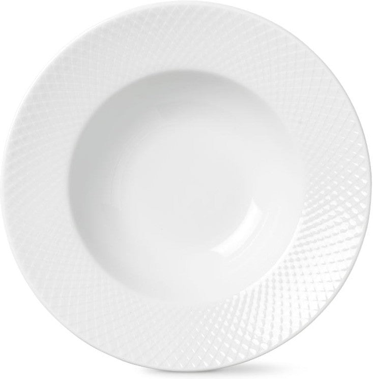 [product_category]-Lyngby Rhombe Pasta Plate ø24,5cm, White-Lyngby Porcelæn-5711507012292-201229-LYN-1