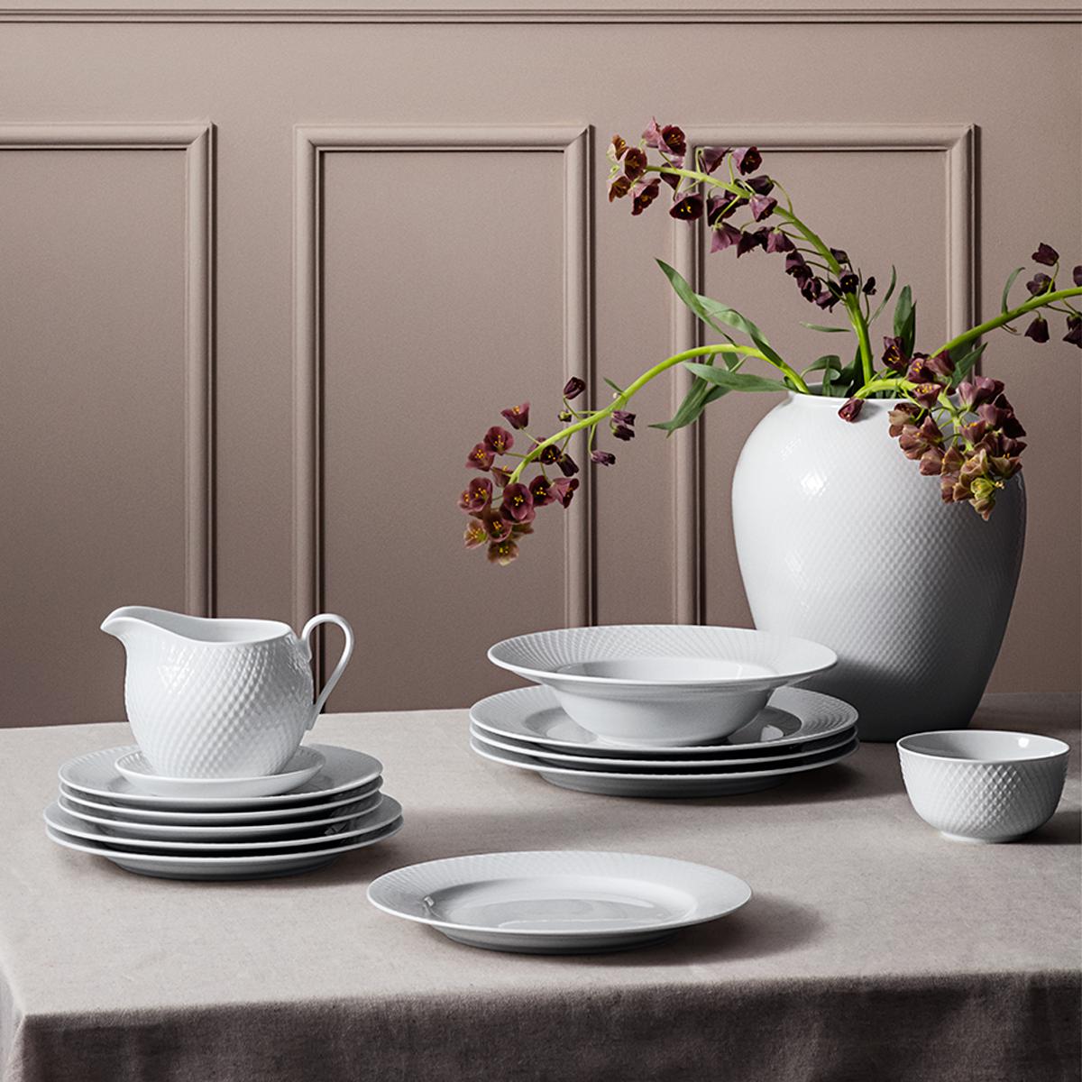 [product_category]-Lyngby Rhombe Plate ø23cm, White-Lyngby Porcelæn-5711507012230-201223-LYN-2