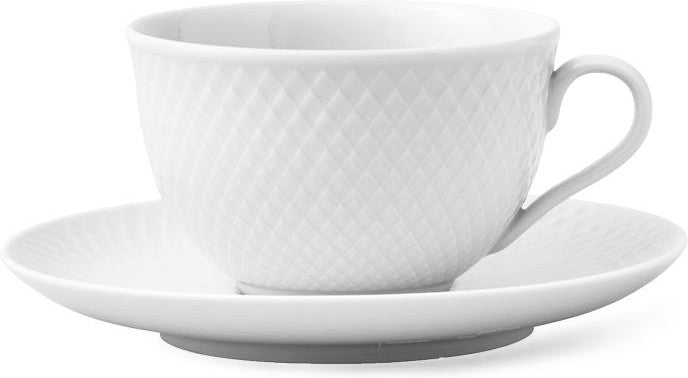 [product_category]-Lyngby Rhombe Tea Cup With Saucer, White-Lyngby Porcelæn-5711507238388-201207-LYN-1