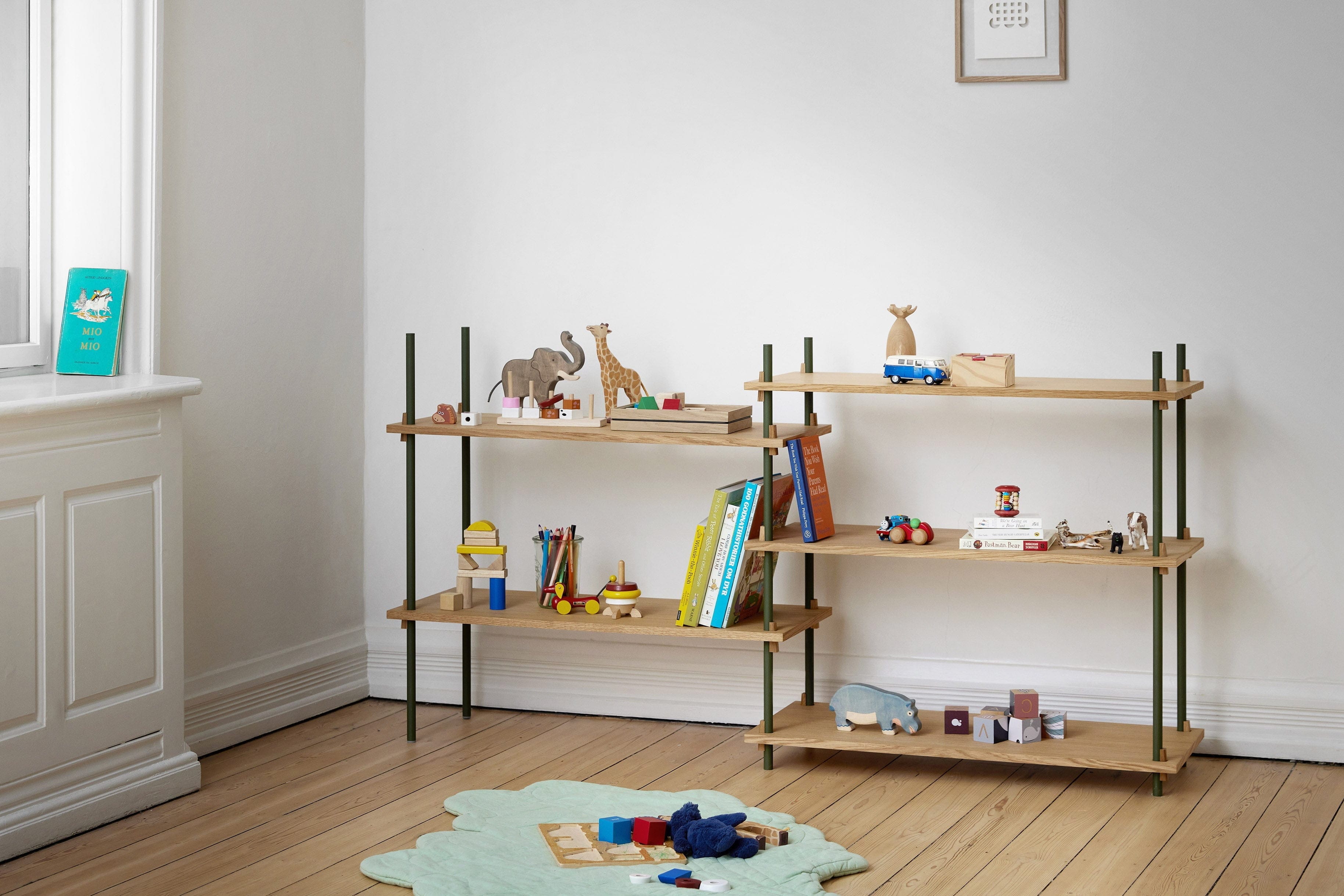 [product_category]-Moebe Shelving System S.200.2.C, Oak/Pine Green-Moebe-5713520012822-S.200.2.C.OA.PG-MOE-5