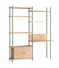 Systém regálů Moebe S.200.2.E, Oak/Pine Green