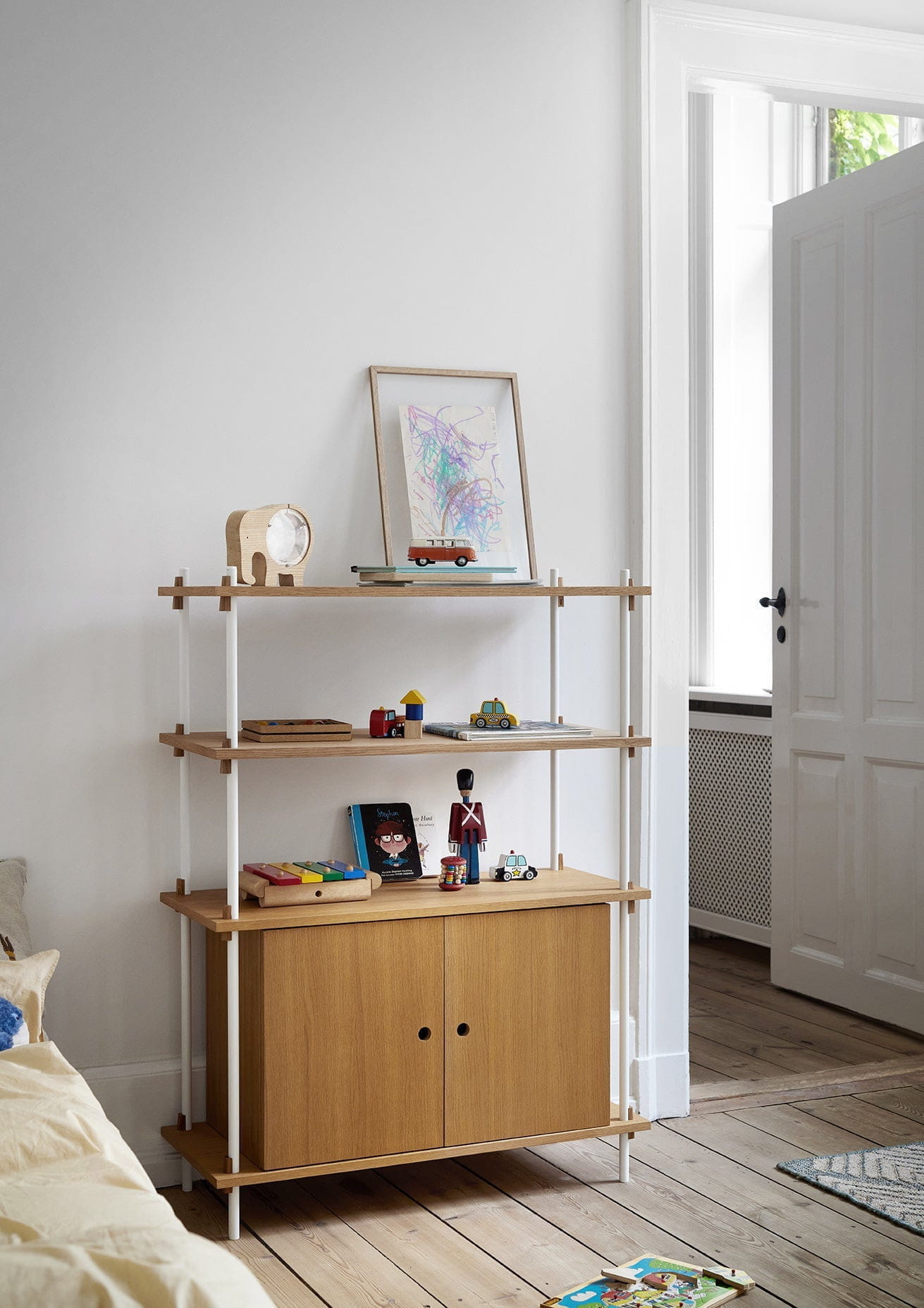 [product_category]-Moebe Shelving System S.200.2.G, Oak/White-Moebe-5713520008047-S.200.2.G.OA.WH-MOE-11