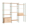 Systém System Shelving Moebe S.200.3.D, Oak/Pine Green