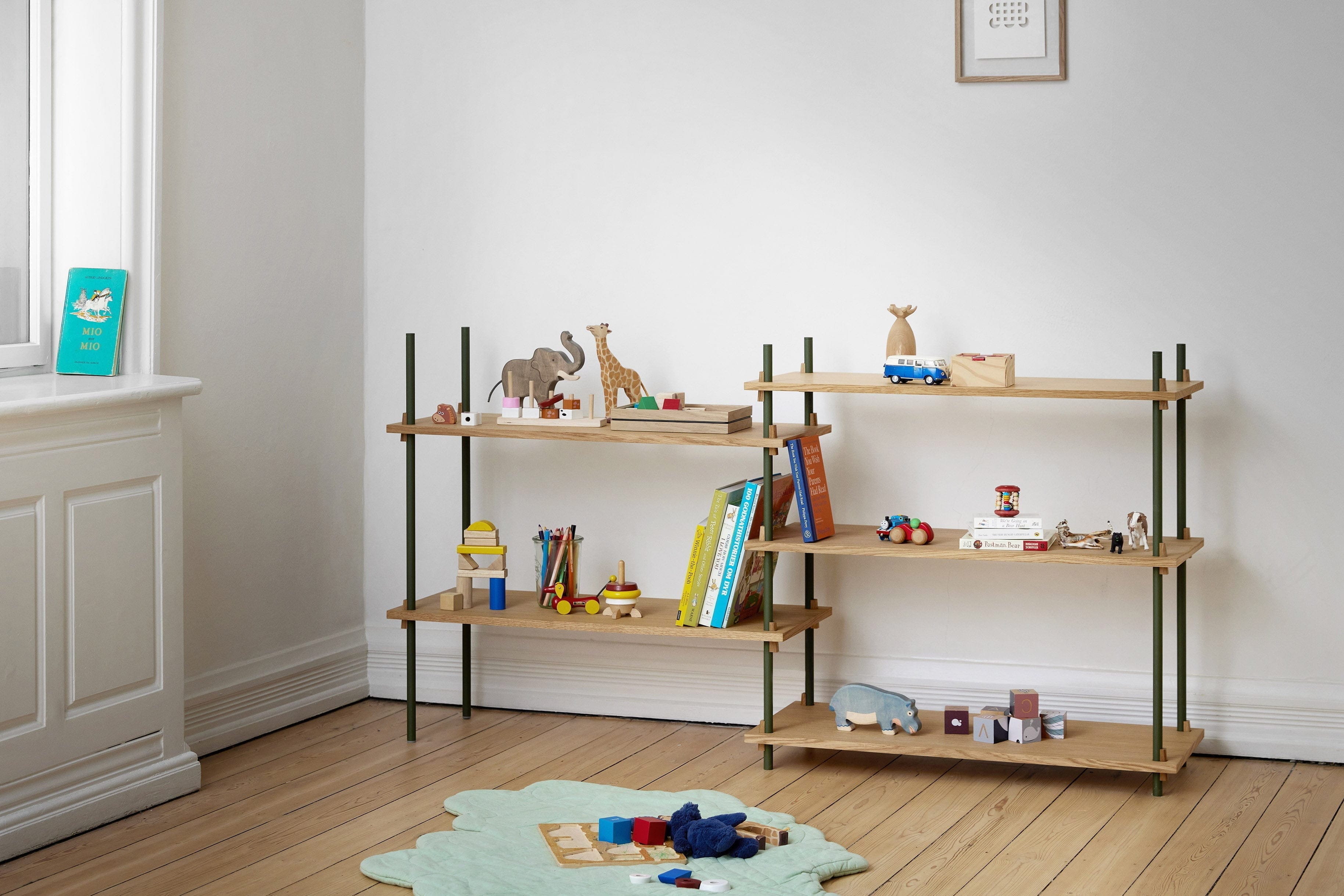 [product_category]-Moebe Shelving System S.65.1.A, Oak/Pine Green-Moebe-5713520012501-S.65.1.A.OA.PG-MOE-5