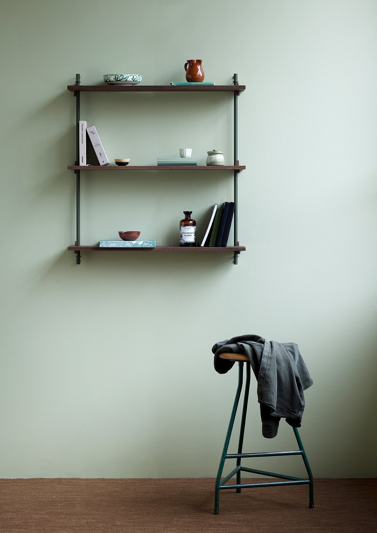 [product_category]-Moebe Wall Shelving Ws.115.1, Smoked Oak/Pine Green-Moebe-5713520013164-WS.115.1.SO.PG-MOE-6