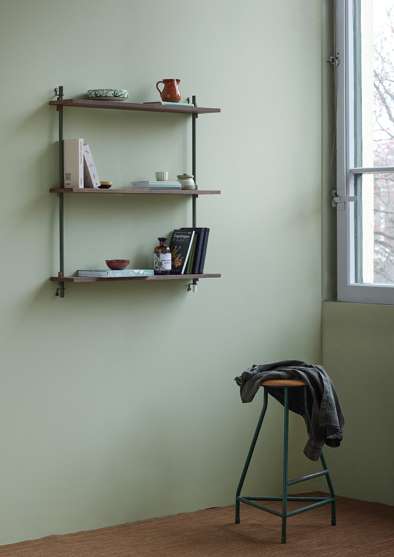 [product_category]-Moebe Wall Shelving Ws.115.1, Smoked Oak/Pine Green-Moebe-5713520013164-WS.115.1.SO.PG-MOE-7