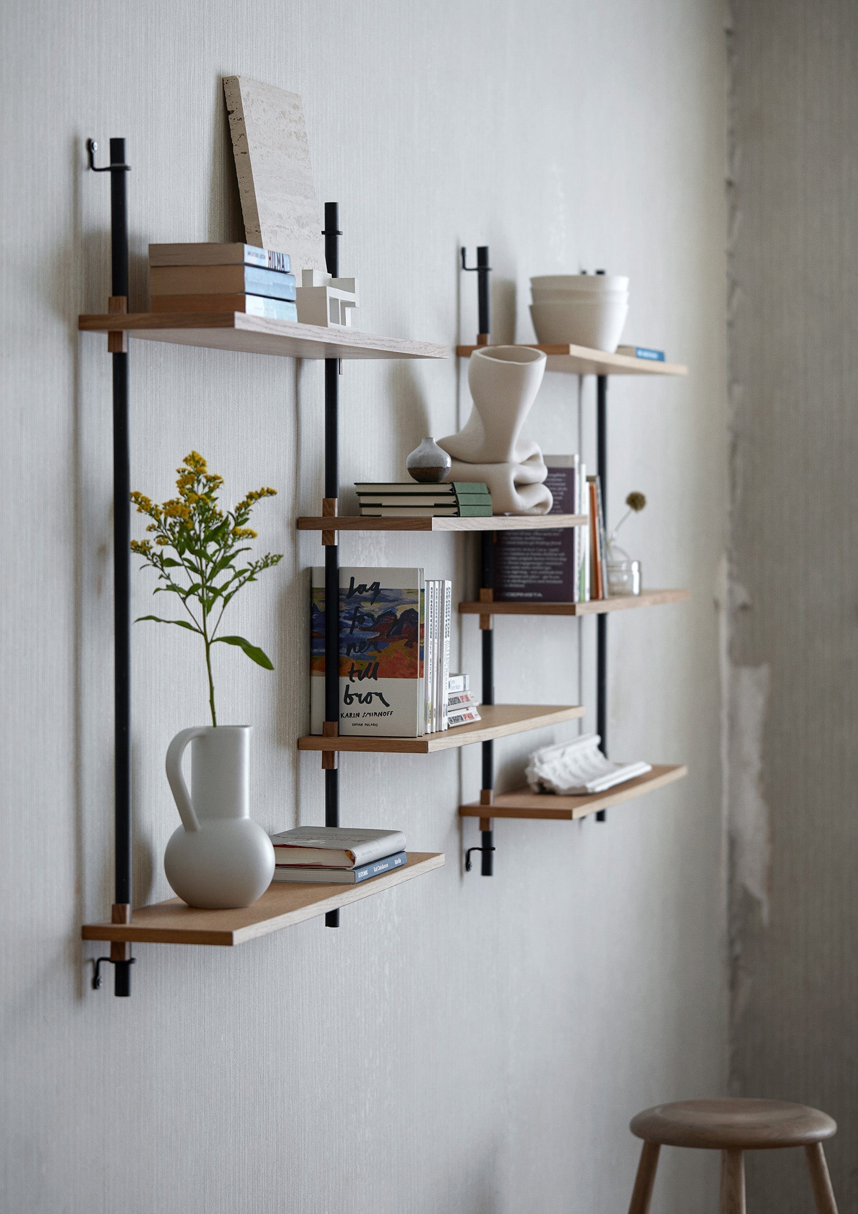 [product_category]-Moebe Wall Shelving Ws.85.2, Oak/Black-Moebe-5713520005183-WS.85.2.OA.BL-MOE-19