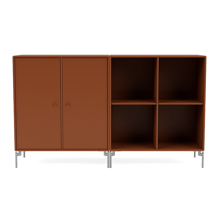 [product_category]-Montana Pair Classic Sideboard With Legs, Hazelnut/Matt Chrome-Montana Furniture-5714322265959-0000PAIR-146-01-MON-2