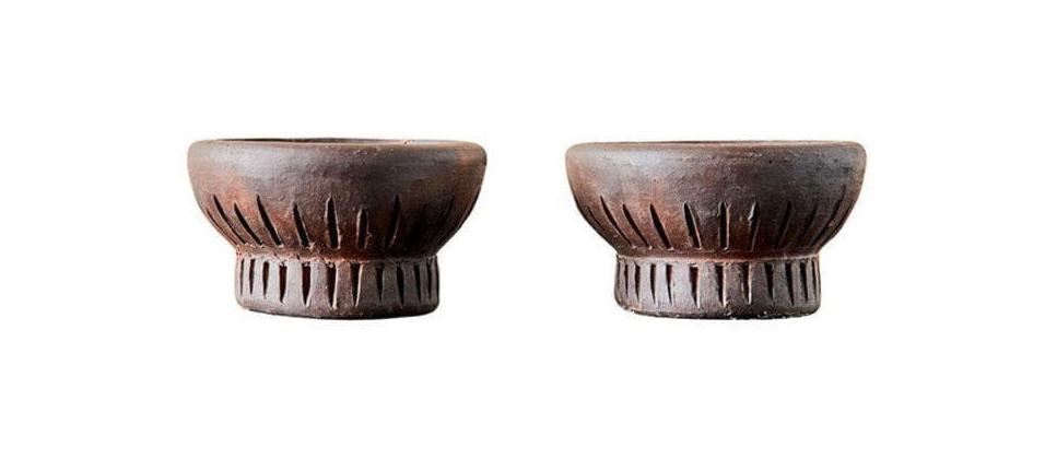 Muubs Fire Tealight Holder 2 PCS, hnědá/černá