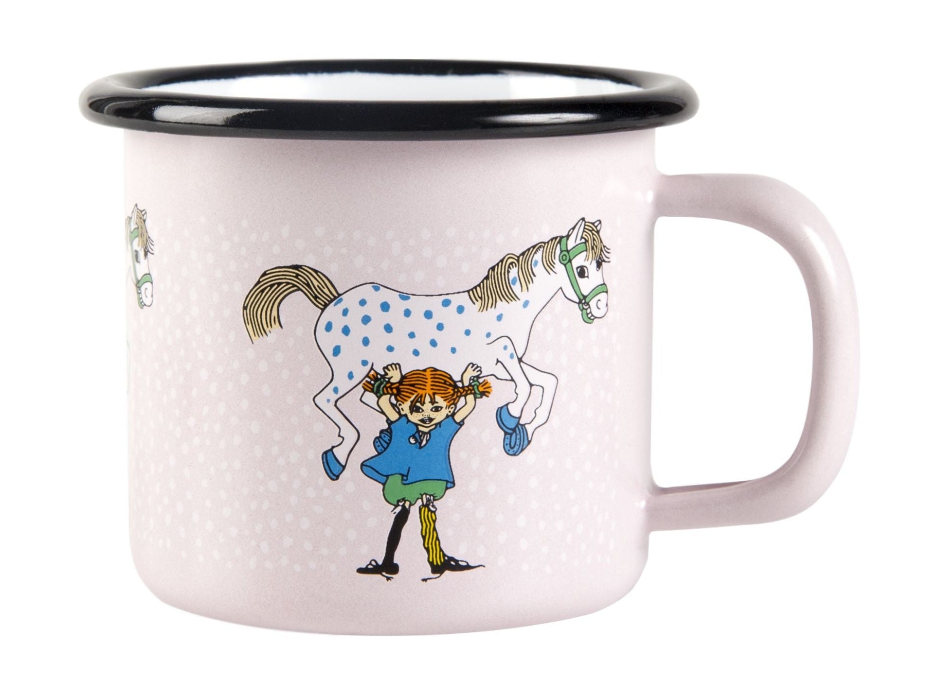 [product_category]-Muurla Pippi Longstocking Enamel Mug, Pippi And The Horse, Pink-Muurla-6416114961894-1404-015-01-MUU-1