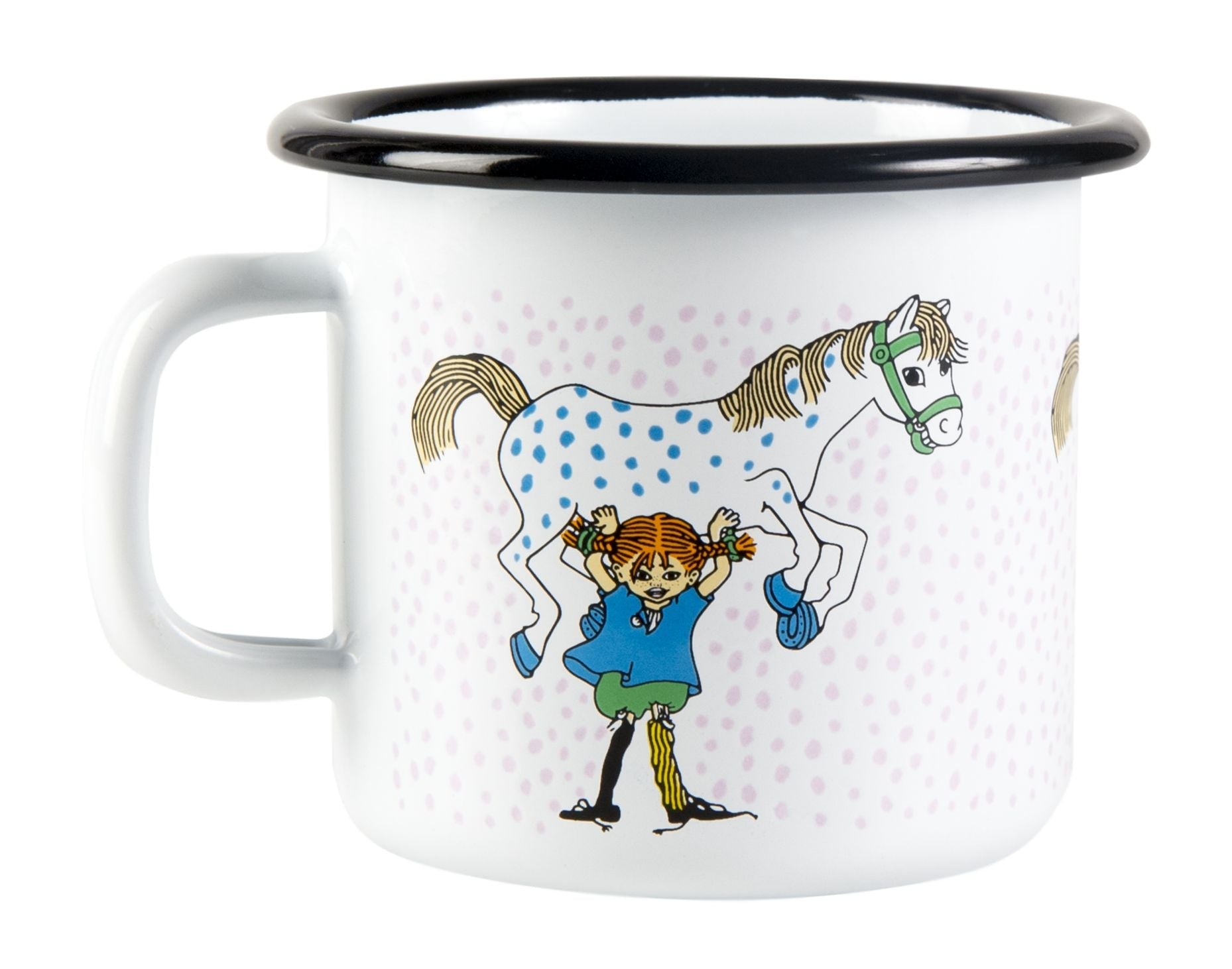 [product_category]-Muurla Pippi Longstocking Enamel Mug, Pippi And The Horse, White-Muurla-6416114961900-1404-025-02-MUU-2