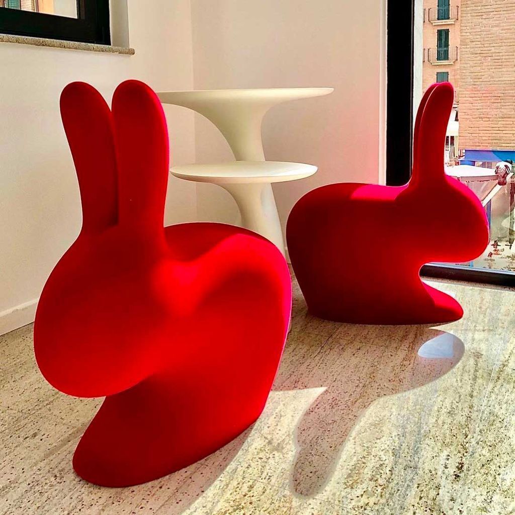 [product_category]-Qeeboo Bunny Chair Velvet Finish, Red-Qeeboo-8052049053143-90010RE-QEE-8