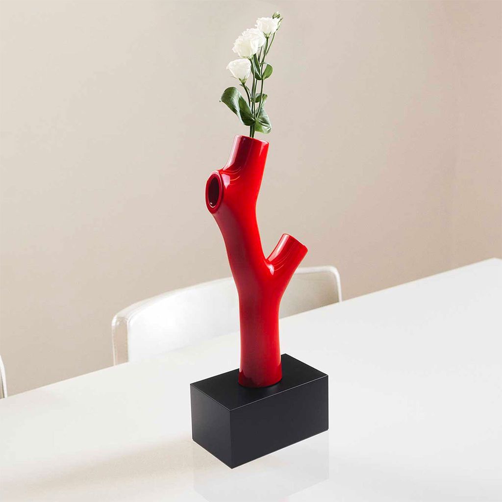 [product_category]-Qeeboo Coral Vase By Andrea Branzi, Black/Red-Qeeboo-8052049051392-12001-QEE-4
