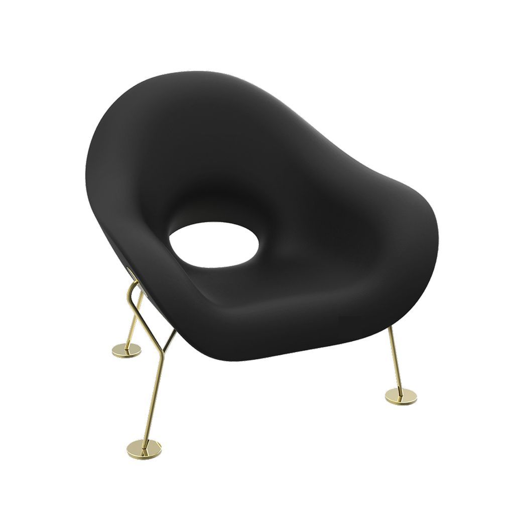 [product_category]-Qeeboo Pupa Armchair Brass Frame Indoor, Black-Qeeboo-8052049050517-60001BL-BR-QEE-2
