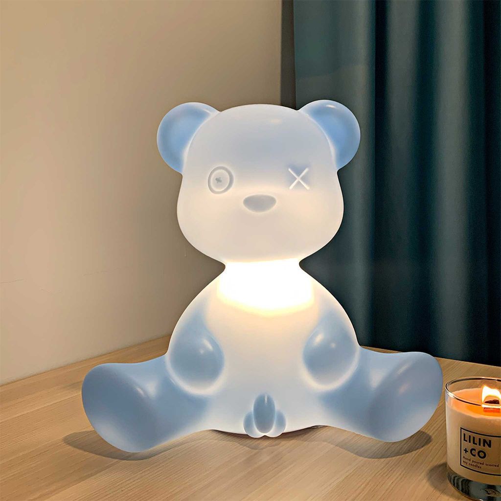 [product_category]-Qeeboo Teddy Boy Table Lamp With Cable, Light Blue-Qeeboo-8052049054430-24001LB-QEE-8