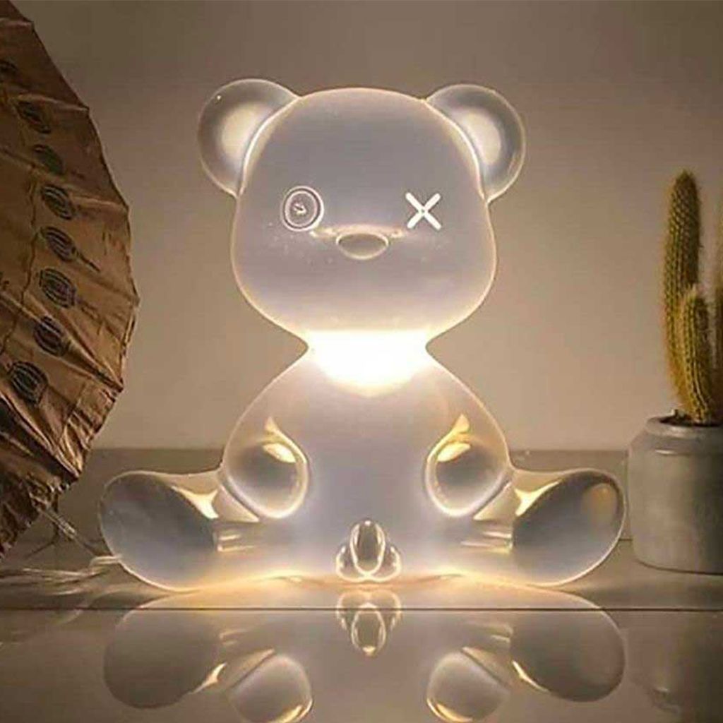 [product_category]-Qeeboo Teddy Boy Table Lamp With Cable Metal Finish, Silver-Qeeboo-8052049054690-24002SI-M-QEE-3
