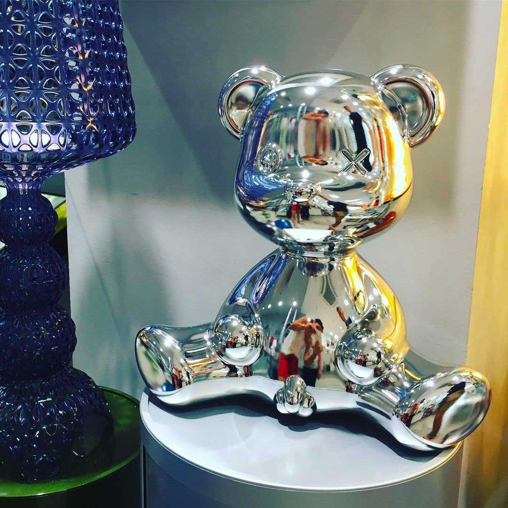 [product_category]-Qeeboo Teddy Boy Table Lamp With Cable Metal Finish, Silver-Qeeboo-8052049054690-24002SI-M-QEE-4
