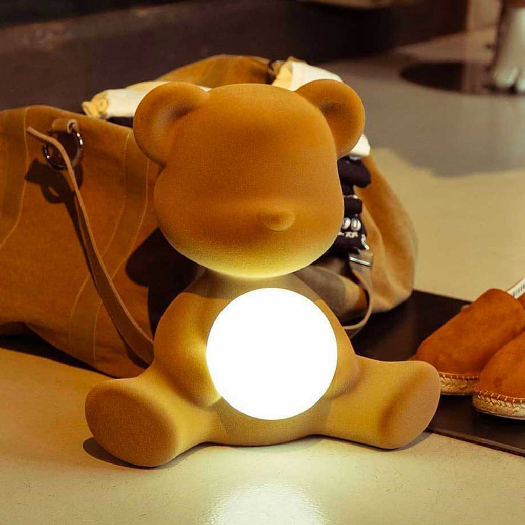 [product_category]-Qeeboo Teddy Girl Led Rechargeable Table Lamp Velvet Finish, Dark Gold-Qeeboo-8052049054621-25002DG-FL-QEE-7