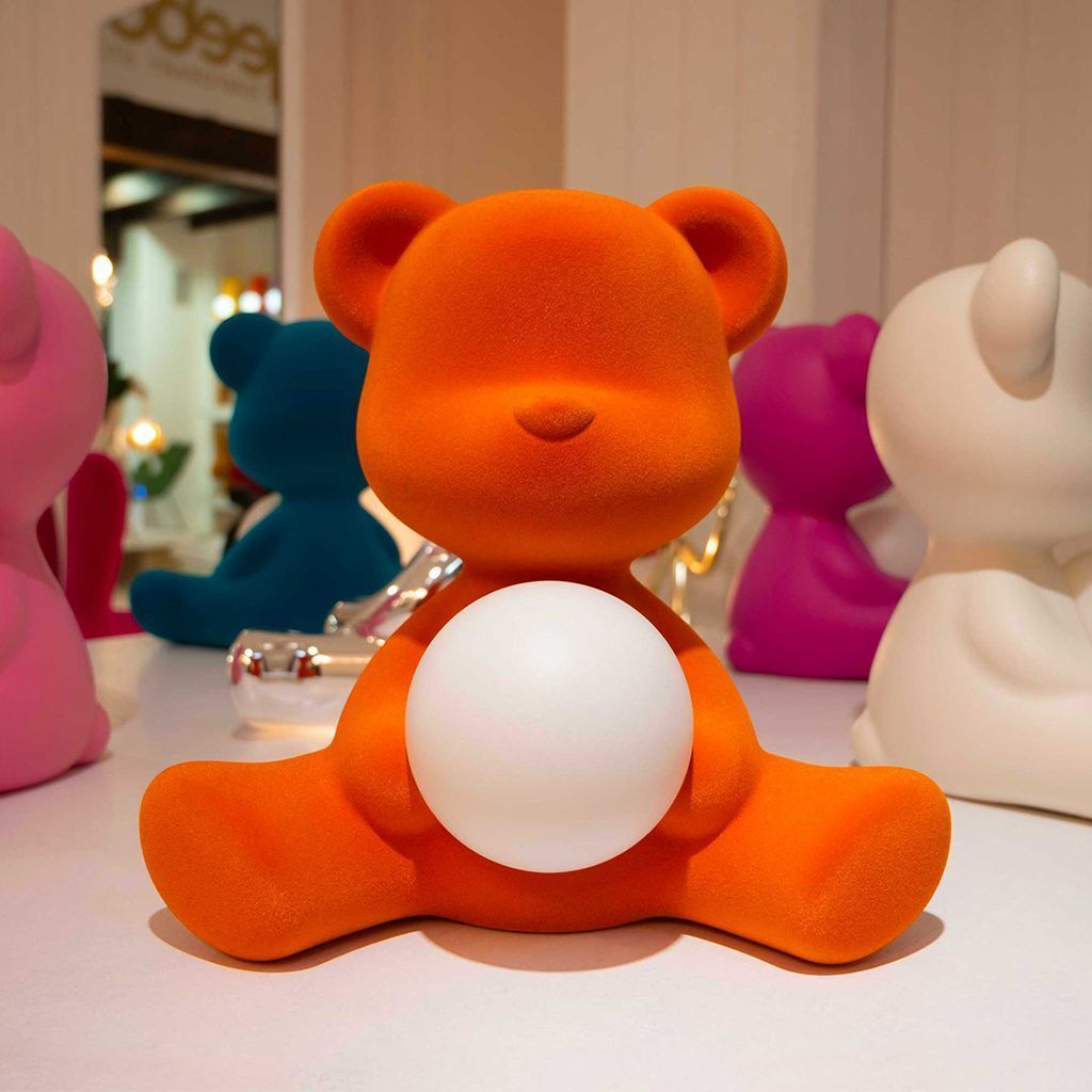 [product_category]-Qeeboo Teddy Girl Led Rechargeable Table Lamp Velvet Finish, Orange-Qeeboo-8052049054652-25002OR-FL-QEE-10