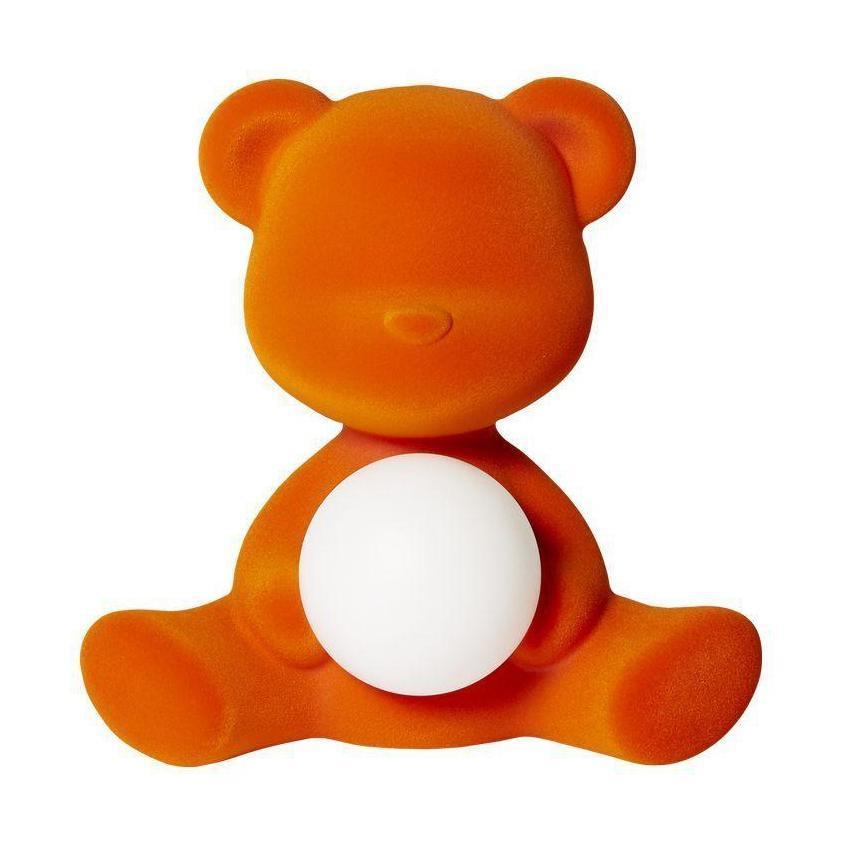 [product_category]-Qeeboo Teddy Girl Led Rechargeable Table Lamp Velvet Finish, Orange-Qeeboo-8052049054652-25002OR-FL-QEE-1