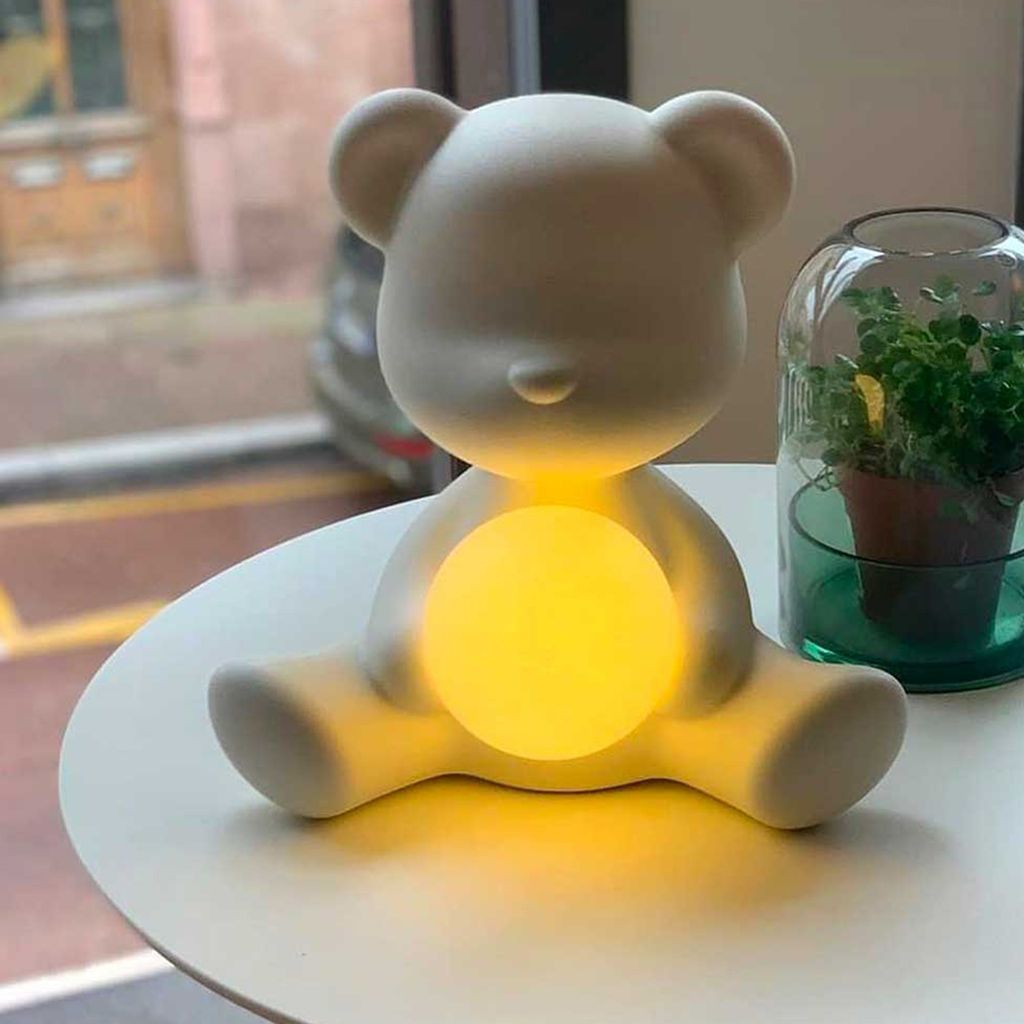 [product_category]-Qeeboo Teddy Girl Led Rechargeable Table Lamp, White-Qeeboo-8052049054065-25001WH-QEE-8