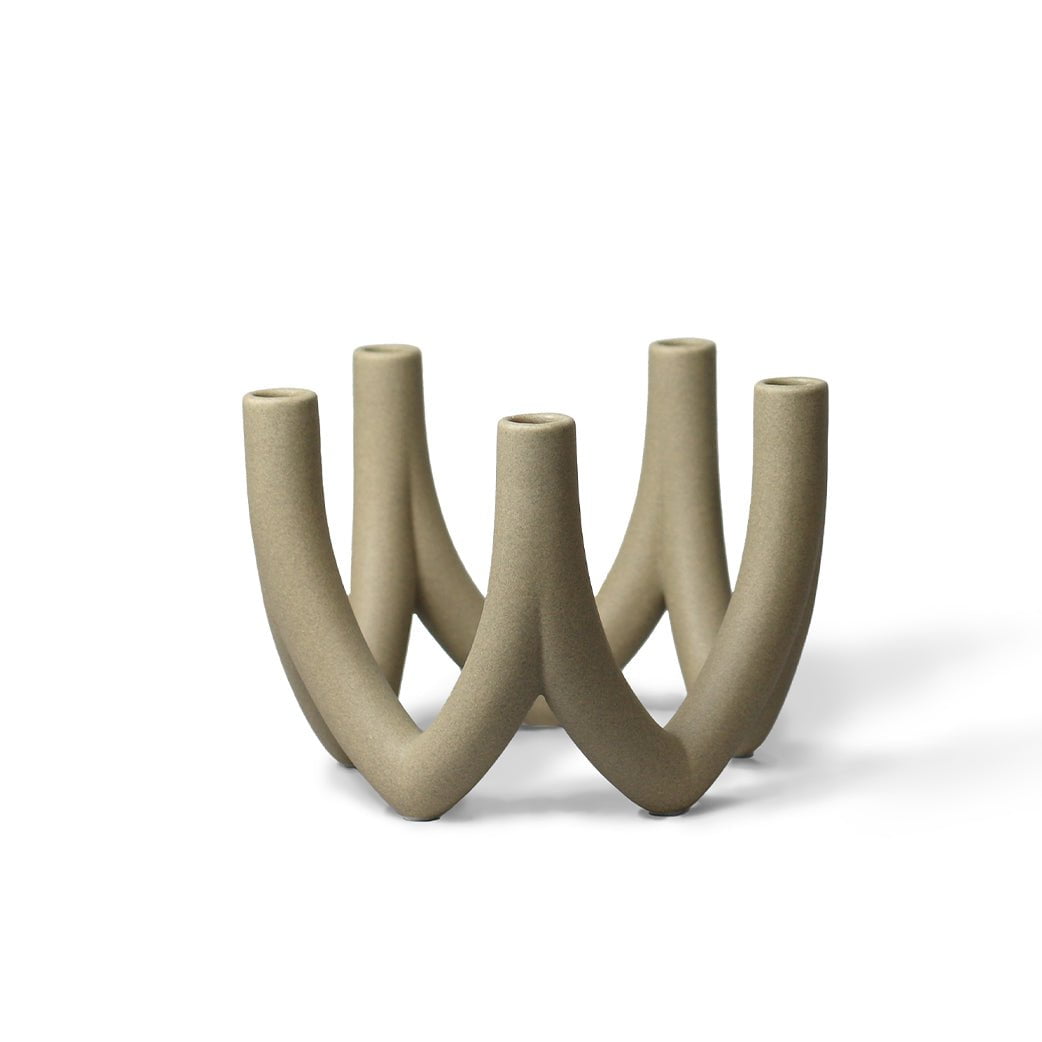 [product_category]-Ro Collection Chandelier Candle Holder With 5 Arms, Light Stone-Ro Collection-5712129036857-RD1145-040-ROC-1