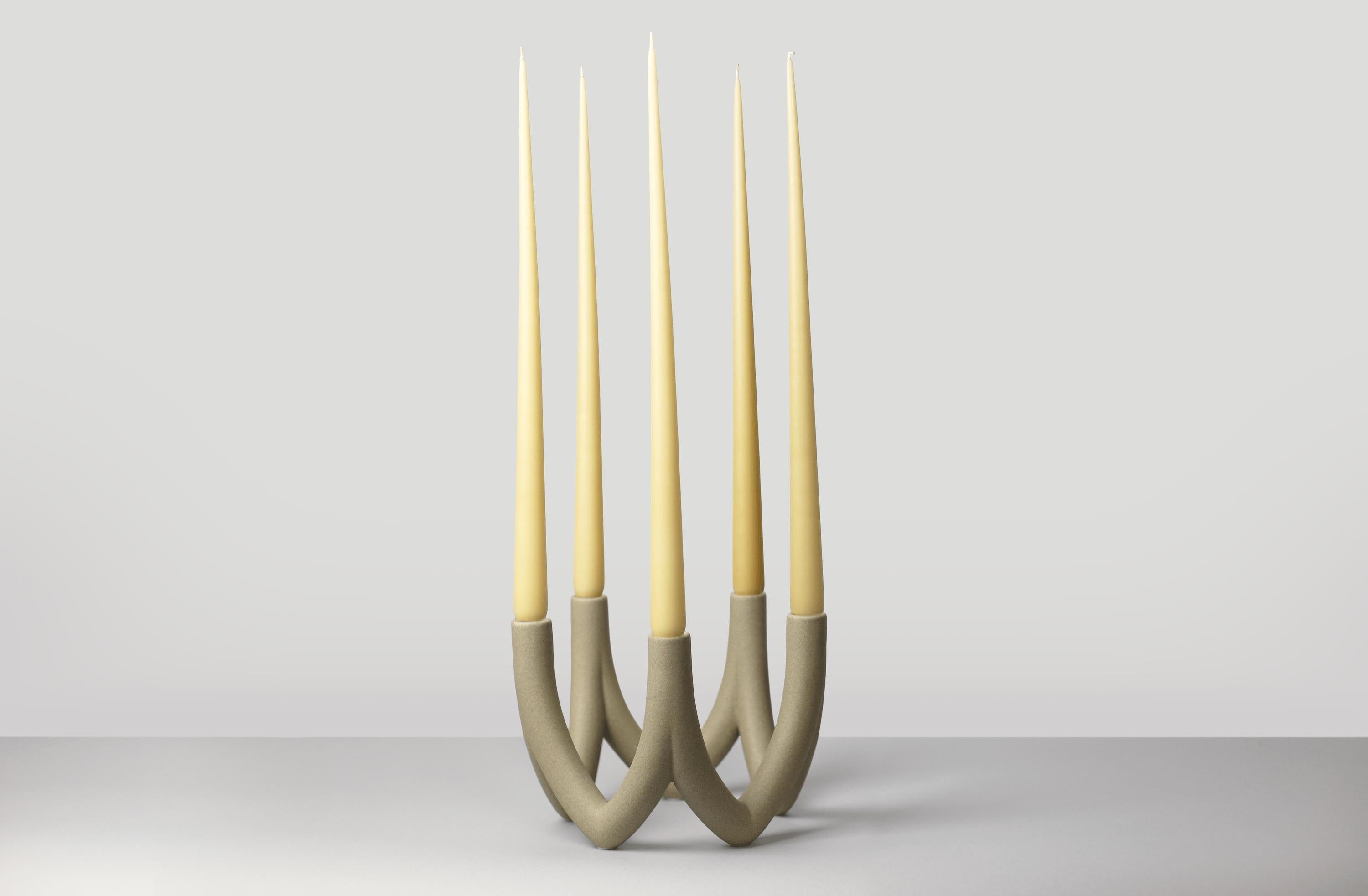 [product_category]-Ro Collection Chandelier Candle Holder With 5 Arms, Light Stone-Ro Collection-5712129036857-RD1145-040-ROC-2